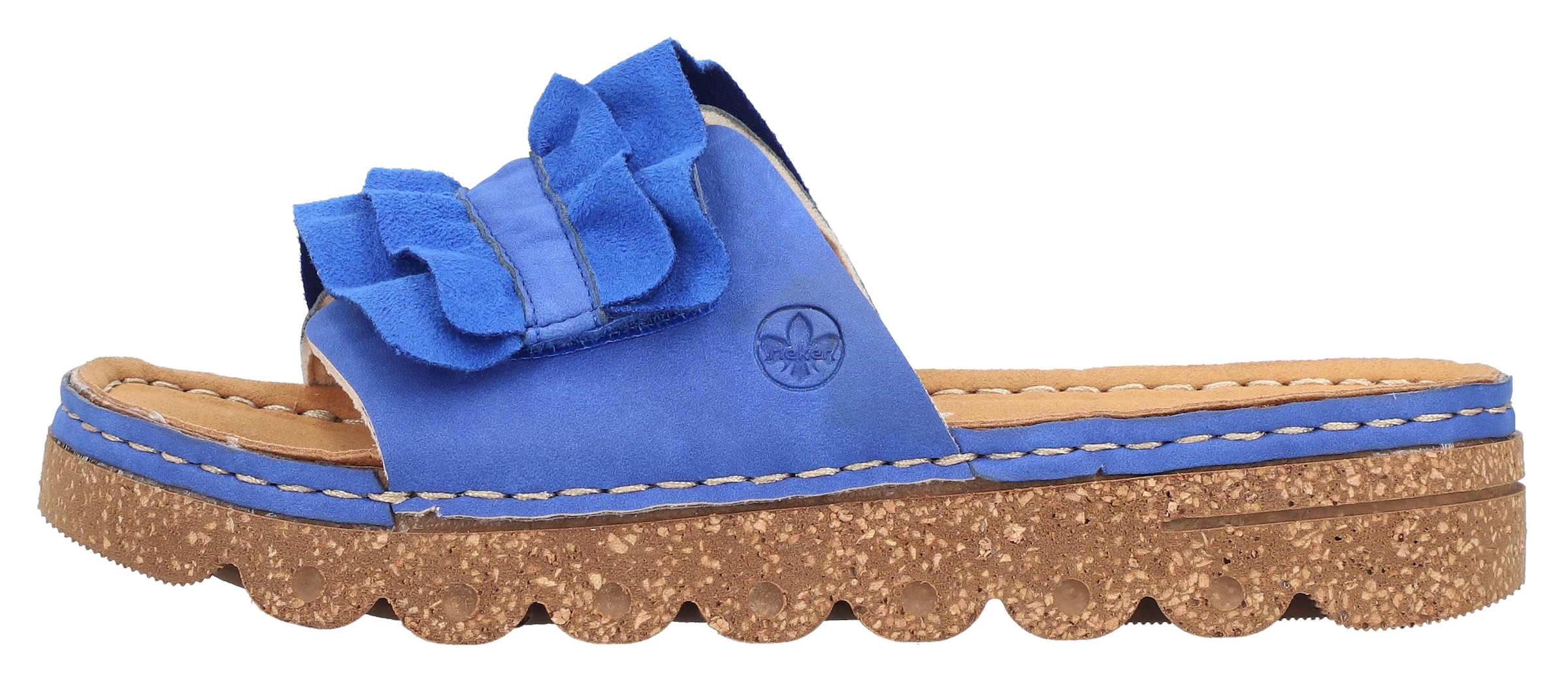 Rieker Pantolette, Sommerschuh, Strandschuh, Hausschuh mit modischer Plateausohle
