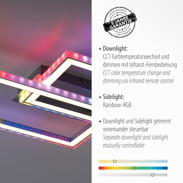 JUST LIGHT Deckenleuchte »FELIX60«, 2 flammig-flammig, LED, CCT - über  Fernbedienung, RGB-Rainbow, Infrarot inkl., dimmbar | BAUR