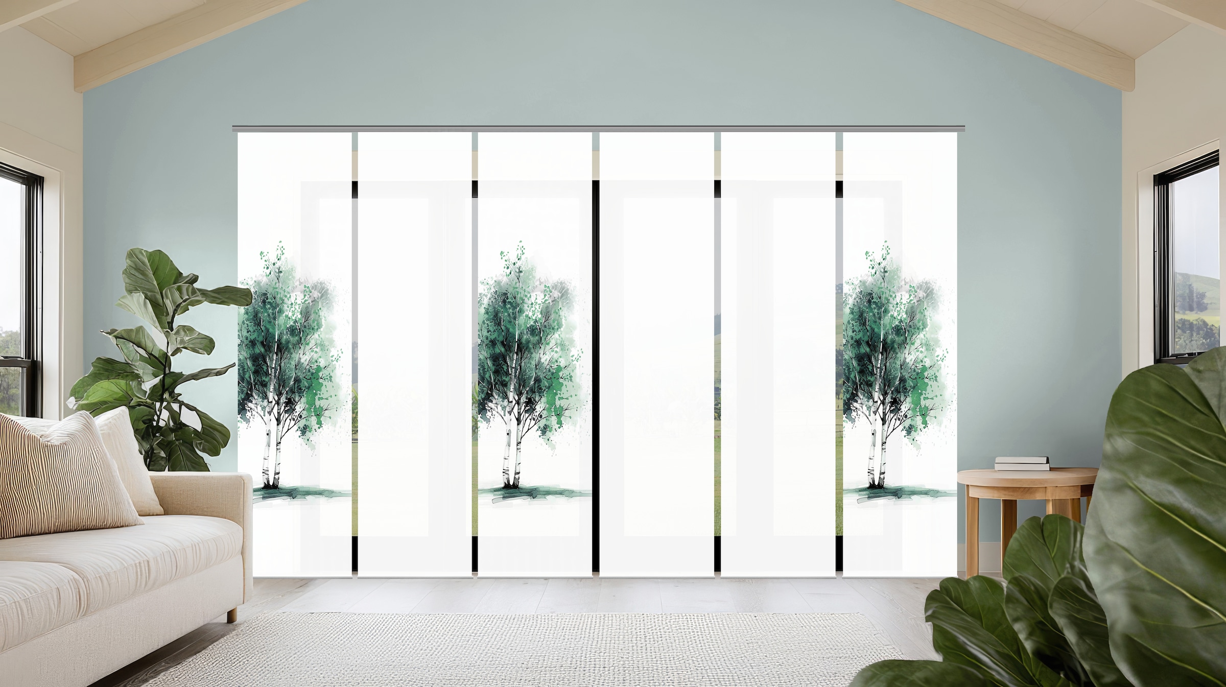 HOME WOHNIDEEN Schiebegardine "TREE" Paneelwagen 6 Stk. tlg. Schiebewand Se günstig online kaufen