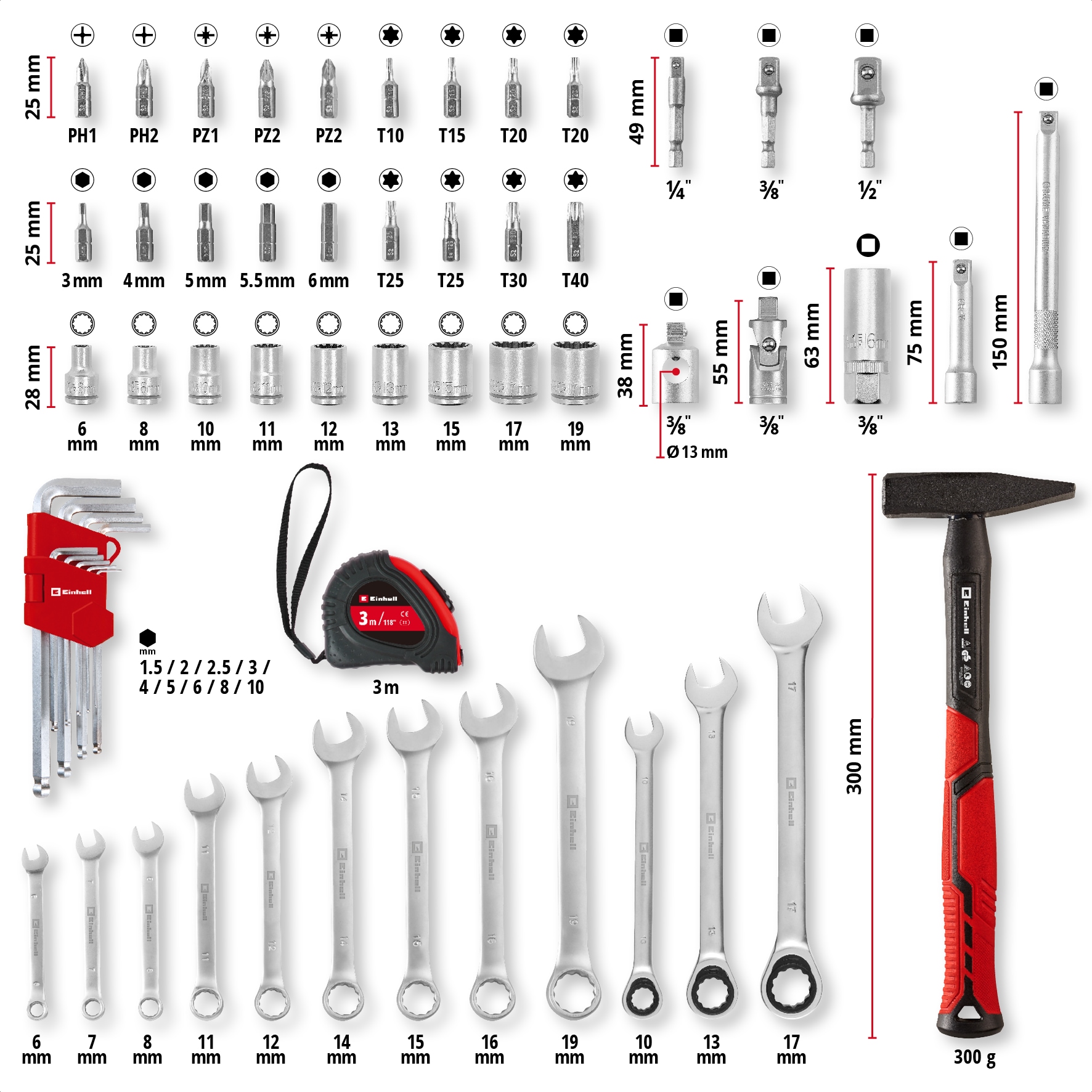 Einhell Werkzeugset »E-CASE«, (80 tlg.), Kompatibel mit dem Einhell E-Case System