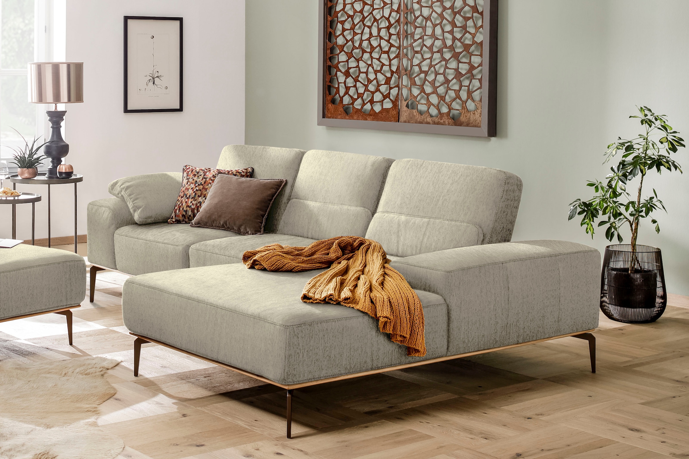 W.SCHILLIG Ecksofa "run", mit Holzsockel, Füße in Bronze pulverbeschichtet, günstig online kaufen