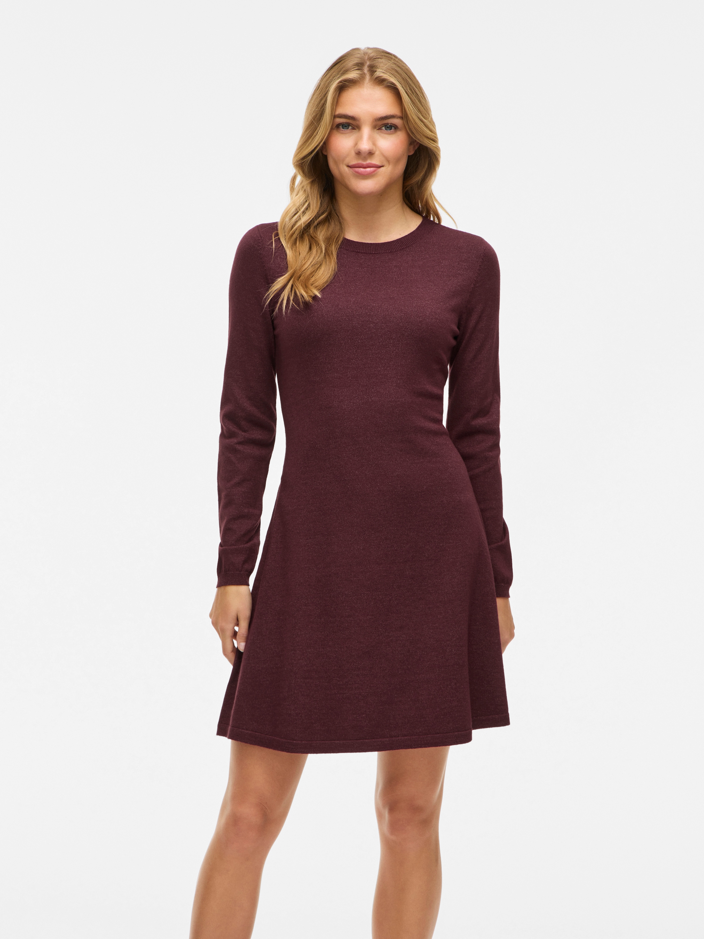 Vila Strickkleid "VICOMFY A-LINE O-NECK KNIT DRESS - NOOS" Materialmix, nor günstig online kaufen