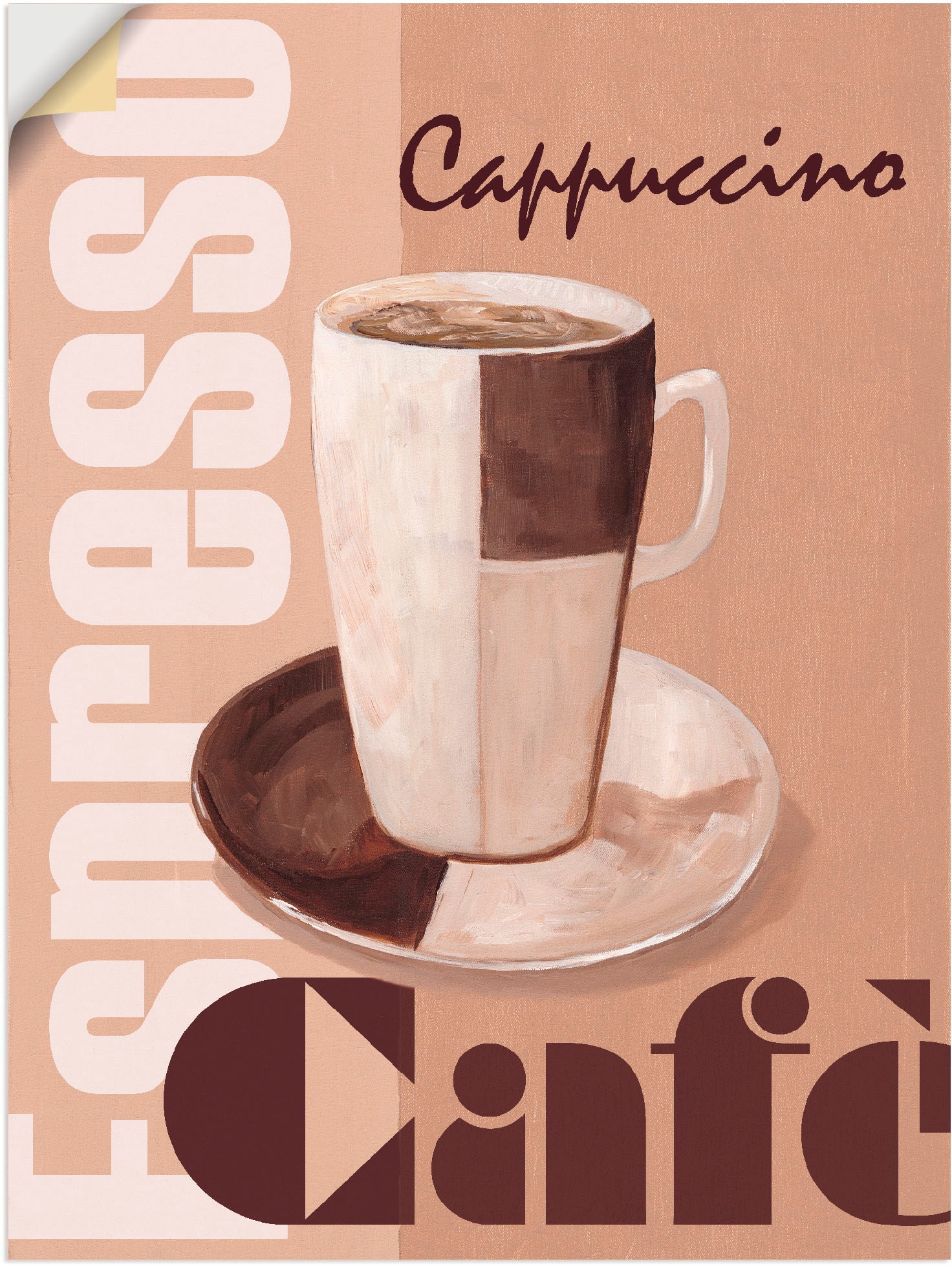 Alubild, BAUR Größen Poster »Cappuccino Wandaufkleber oder St.), versch. in Artland (1 kaufen Leinwandbild, Kaffee«, Getränke, | als Wandbild -