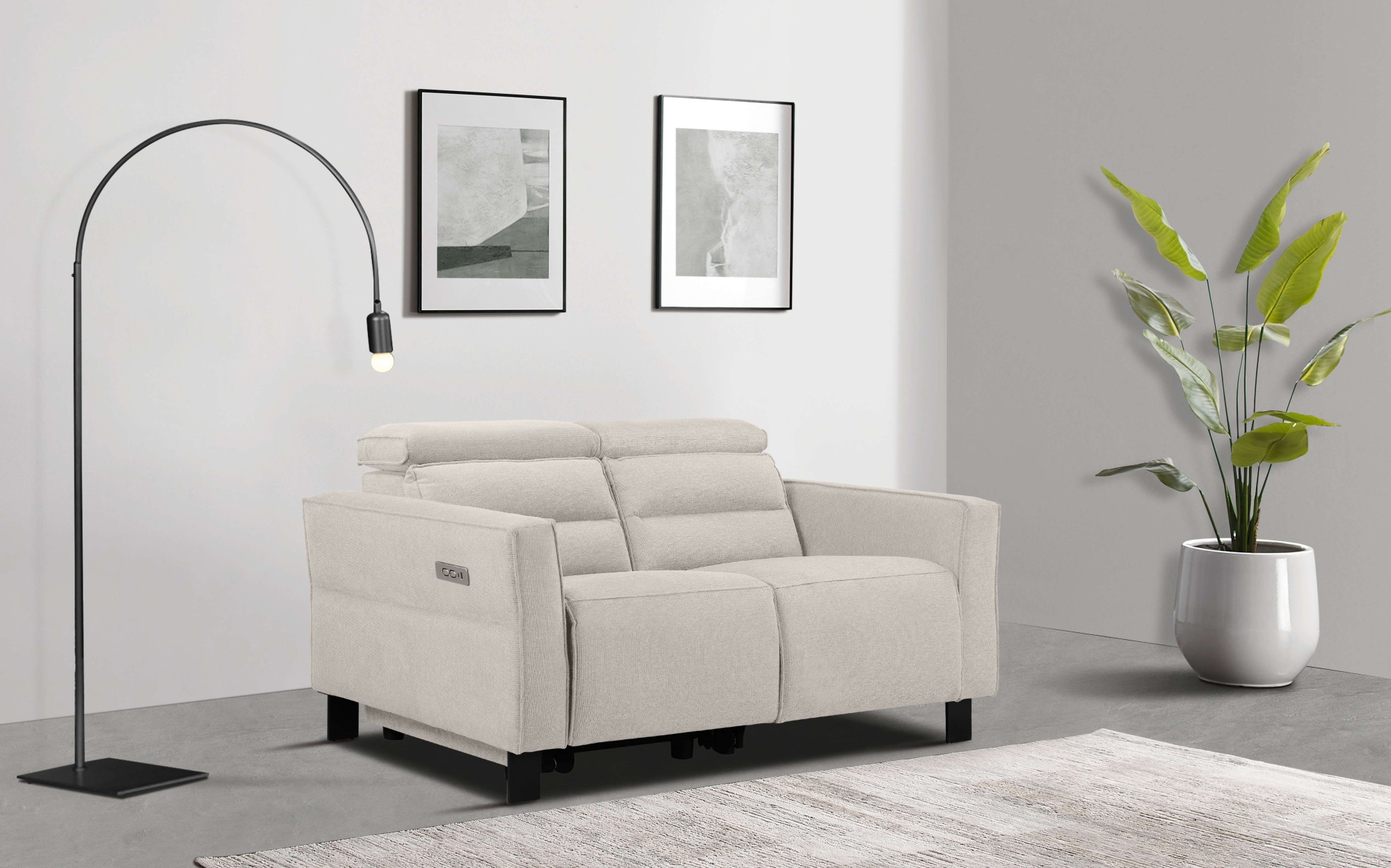 Places of Style 2-Sitzer »Carpari, 162 cm, mit manueller od. elektrischer Relaxfunktion«, (USB A/C), sowie Kopfteilverstellung