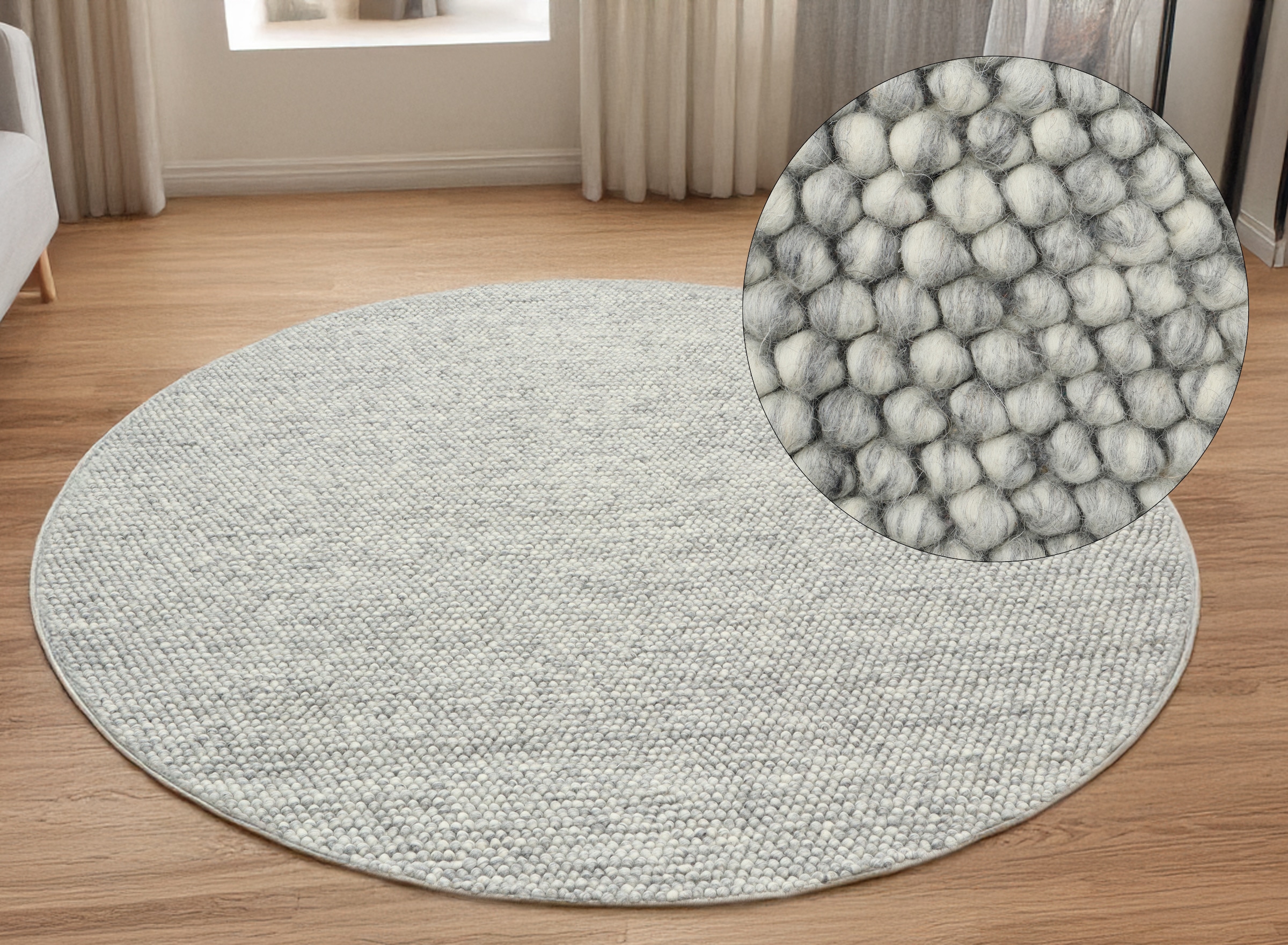 LeGer Home by Lena Gercke Teppich »Ainhoa, handgewebt, Wolle« rund 12 mm Höhe Teppich, Wohnzimmer, Schlafzimmer, Esszimmer