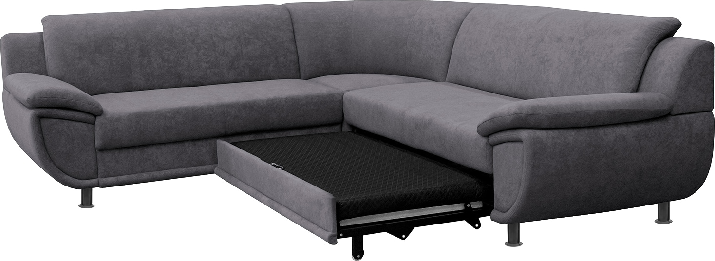 TRENDMANUFAKTUR Ecksofa »Rondo wahlweise mit Schlaffunktion, 267x247 cm (BxT), breite Armlehnen«, L-Form, wahlweise mit Federkern bestellbar, Füße schwarz