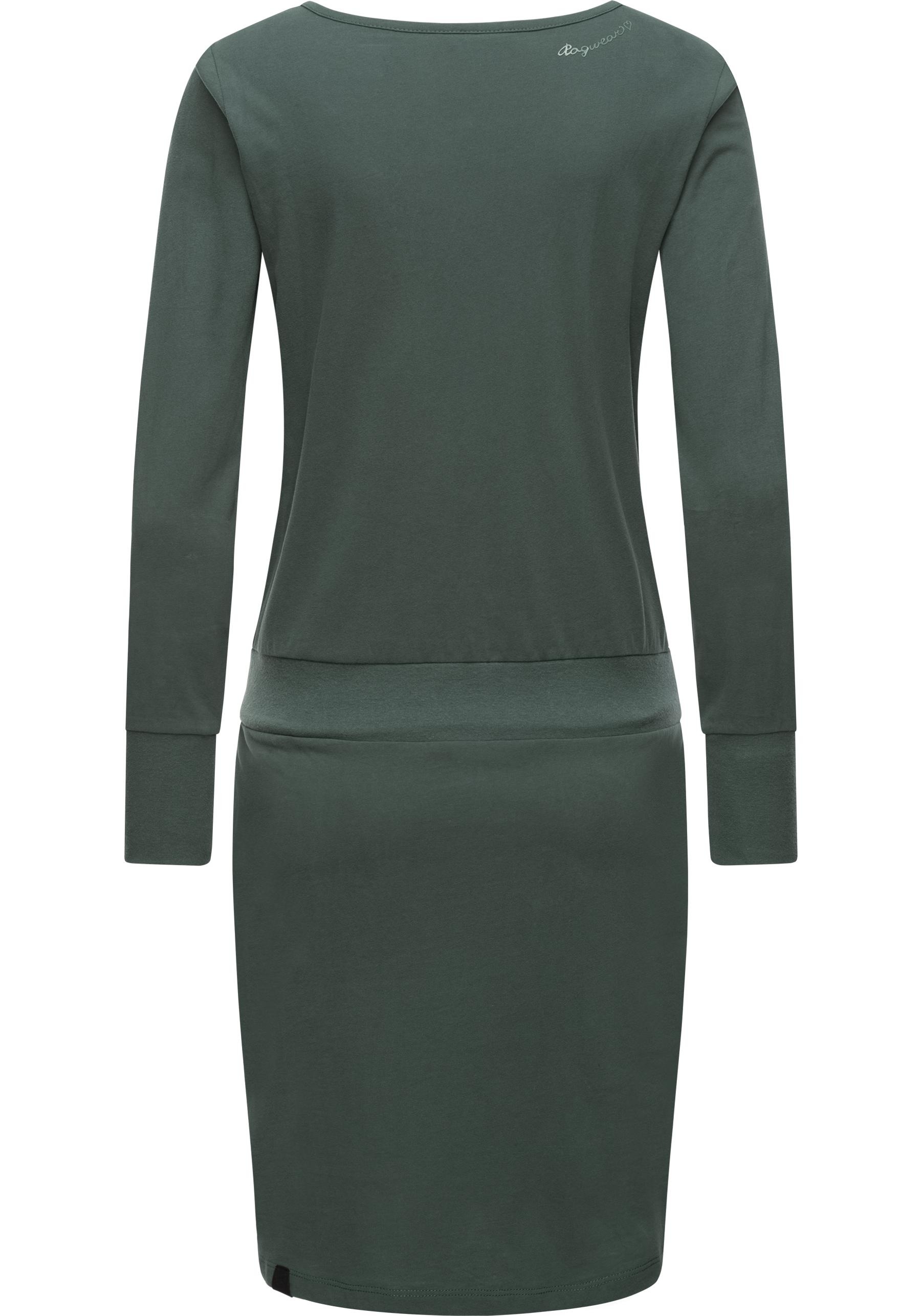 Ragwear Jerseykleid »Penellope«, Langärmliges Damen Baumwoll-Kleid mit Taillenzugband