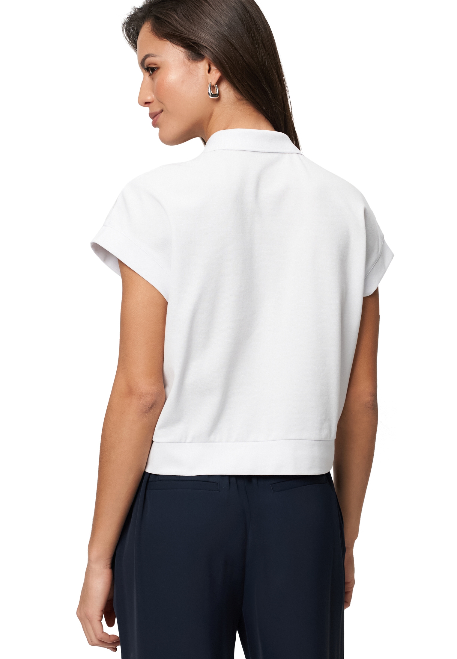 Zero Kurzarmshirt »zero Poloshirt mit Pailletten«, (1 tlg.), Knopfleiste