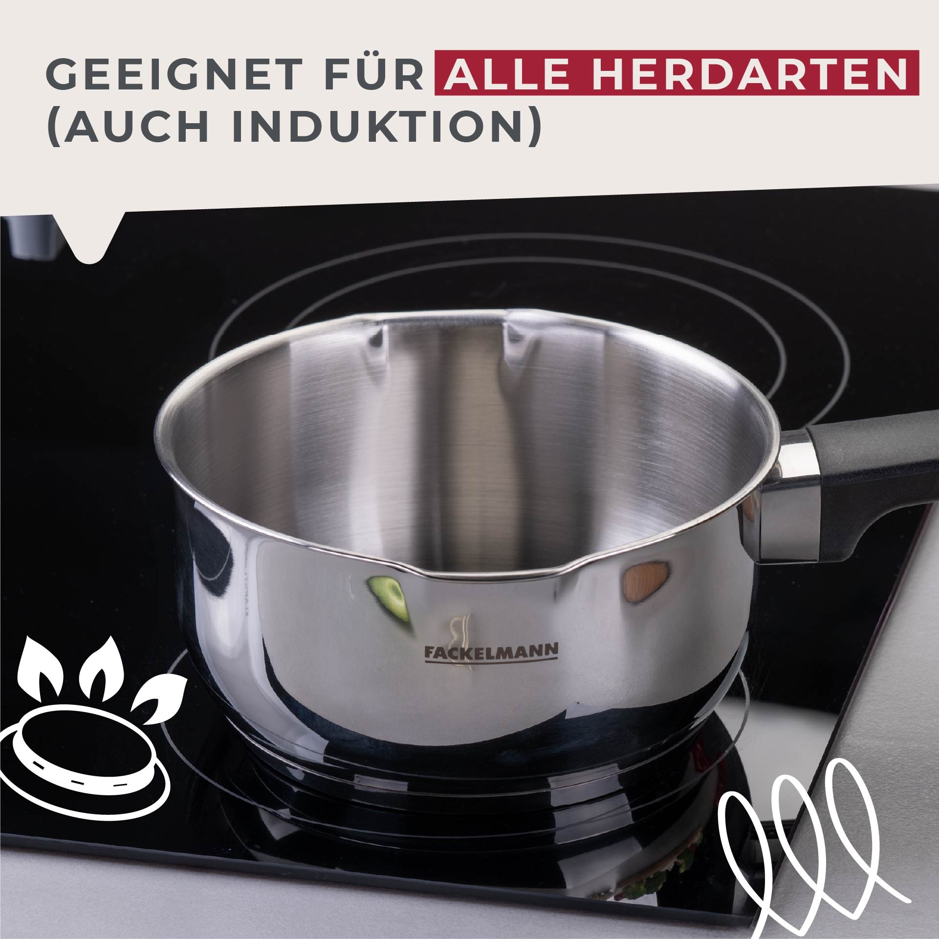 FACKELMANN Topf-Set »Elmau«, Edelstahl, (Set, 8 tlg.), Deckel mit Abgießfunktion