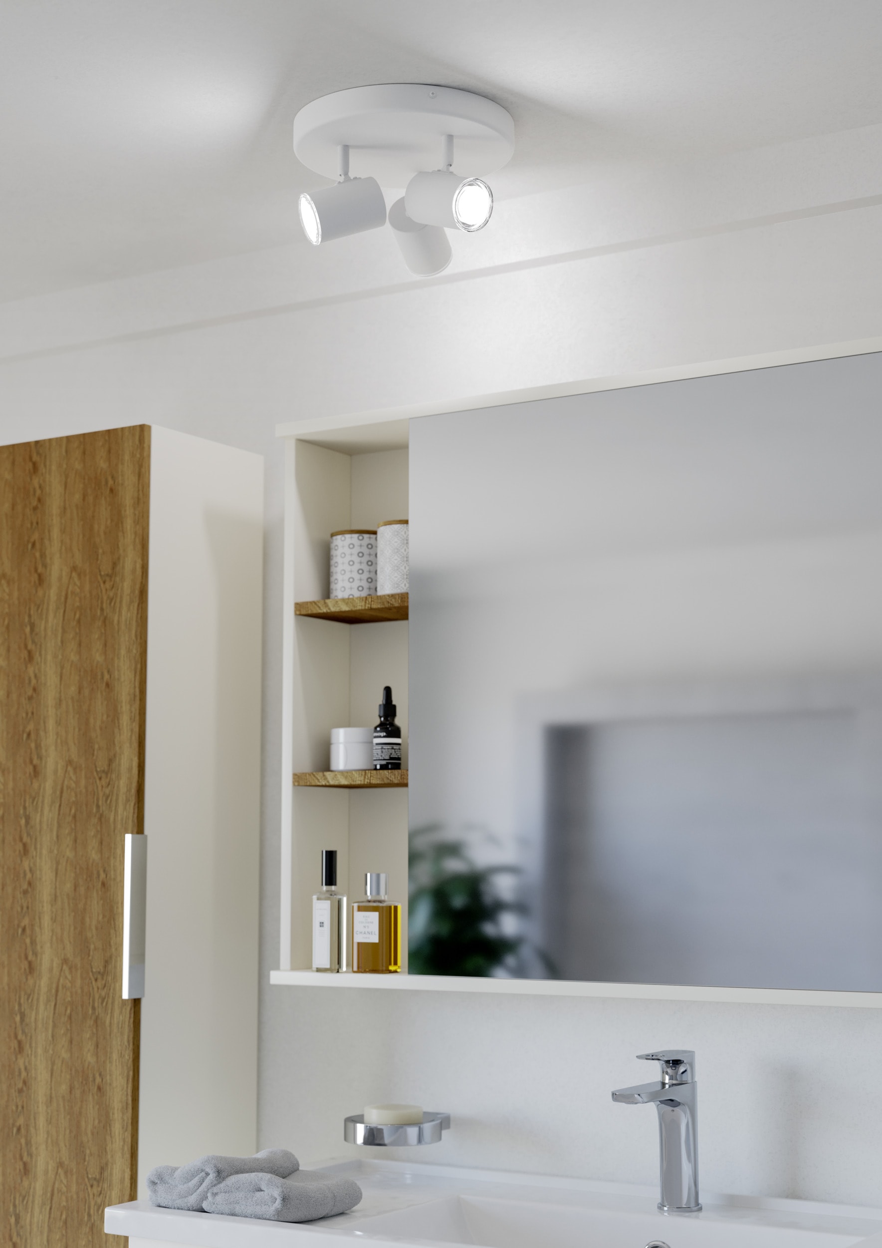 EGLO Deckenleuchte »CONSUMA 1 Spotlampe - Stahl - GU10 - 3X5W - IP44« GU10 1 Stk. Wandleuchte, Wandspot, schwenkbar, Strahler, H13 x Ø25 cm