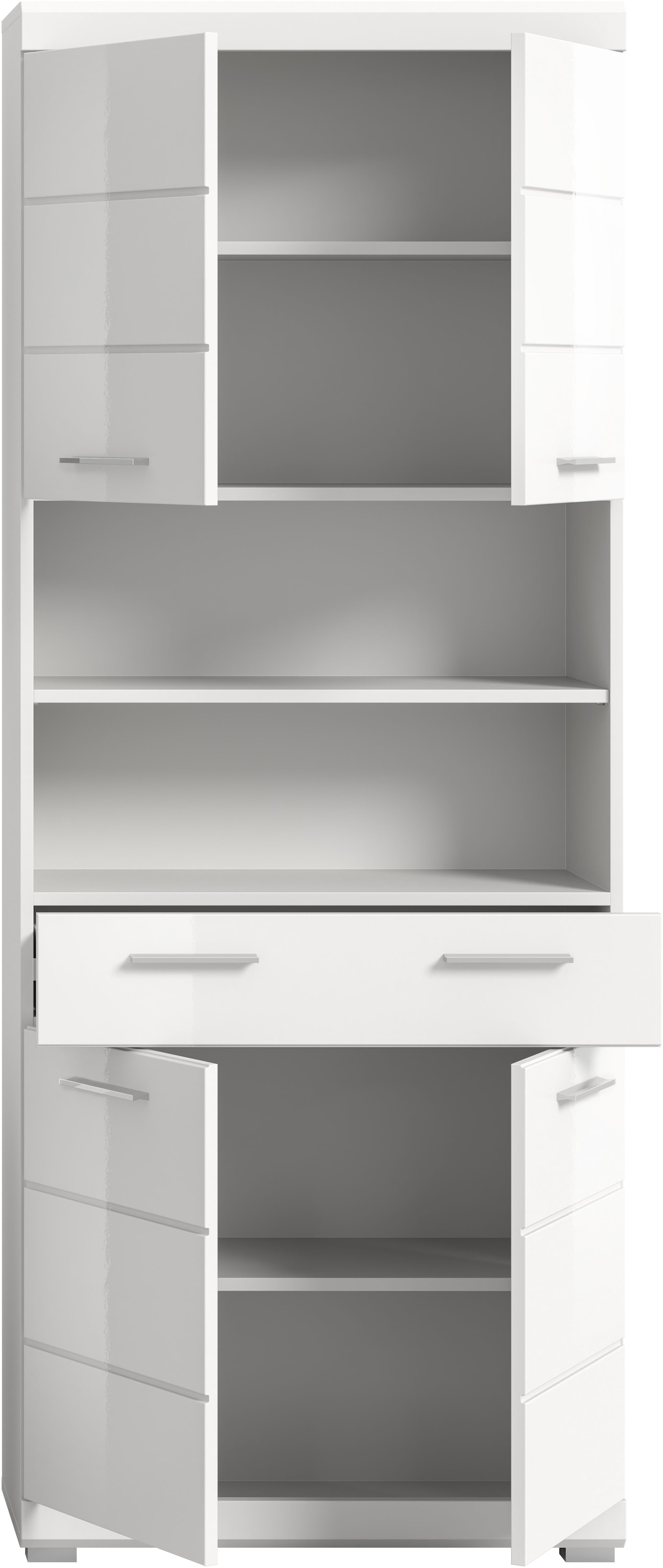 INOSIGN Hochschrank »Siena, Breite 74cm, 4 Türen, 1 Schubkasten, 2 offene Fächer, MDF-Front«, in verschiedenen Farben erhältlich, Badmöbel, Badschrank, Schrank, Bad