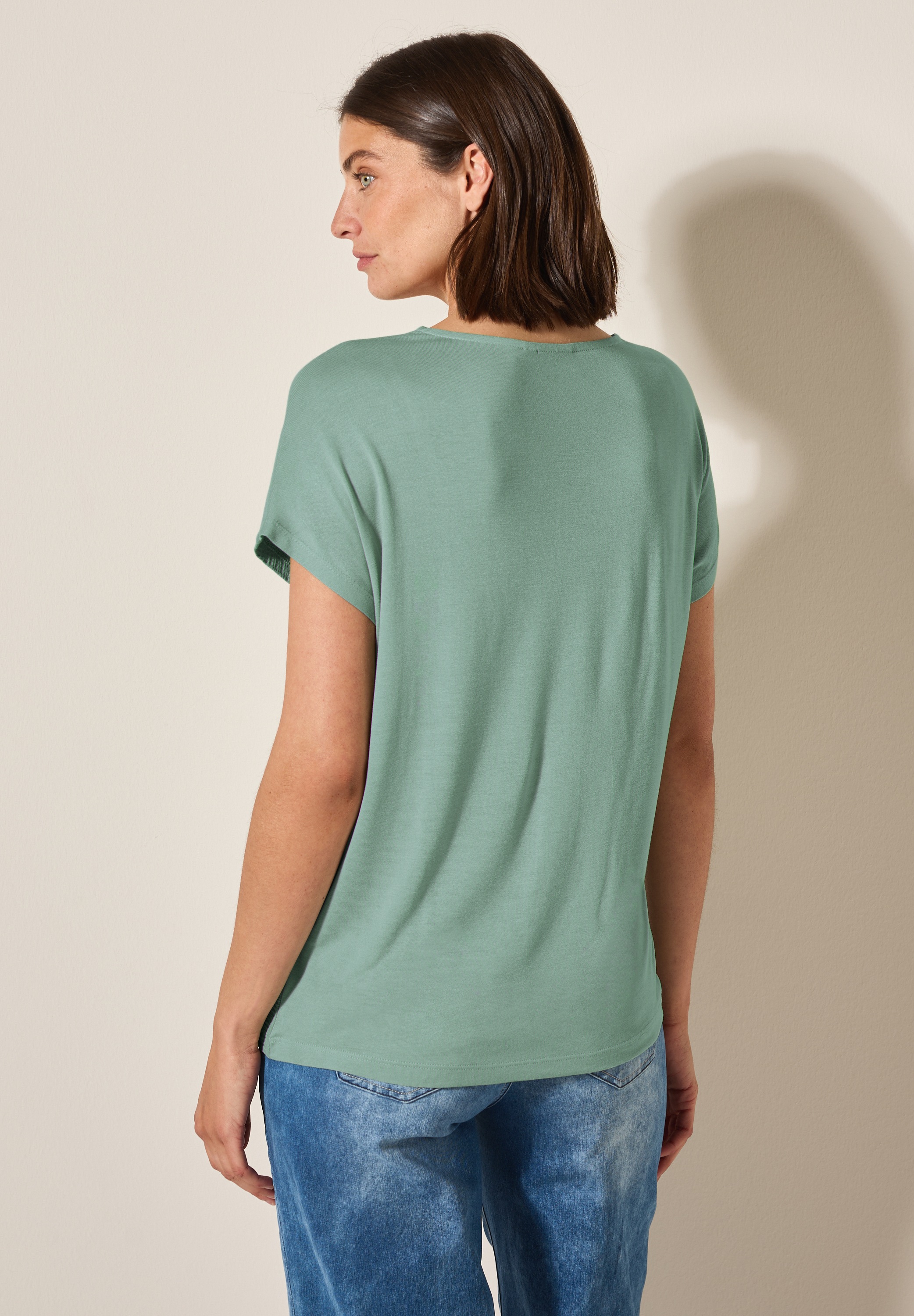 Cecil V-Shirt, aus softem Materialmix günstig online kaufen