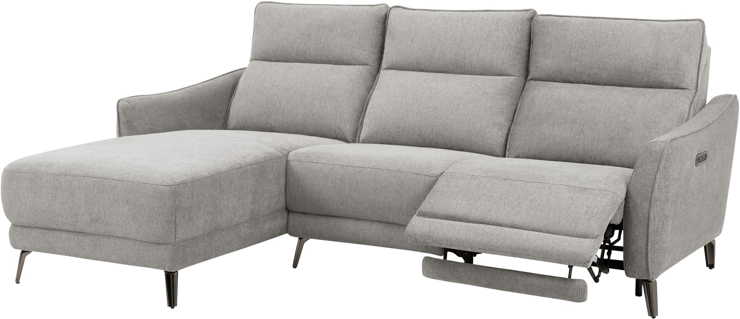 INOSIGN Ecksofa »TAYLER 3-Sitzer, L-Form (Breite 239cm), elektr. Relaxfunktion, USB A/C«, und Recamiere, Liegefunktion durch Recliner, Federkernpolsterung