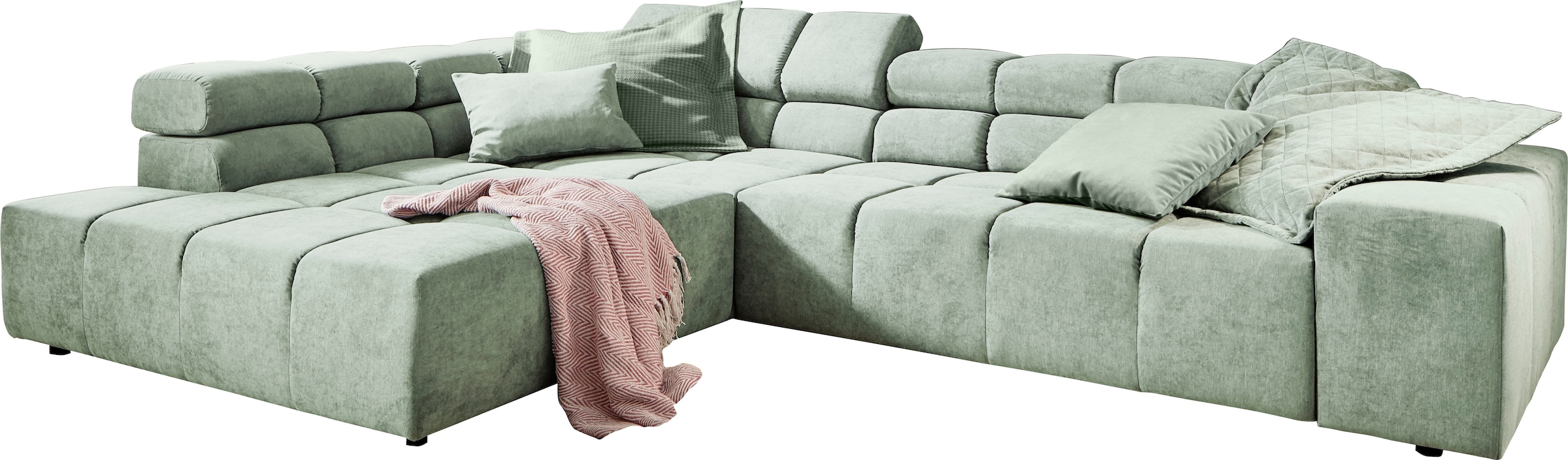 INOSIGN Ecksofa »Ancona incl. Kopfteilverstellung, OTTOs Choice, Breite 319cm, L-Form«, wahlweise motorische Sitztiefenverstellung, auch in Cord + Easy Care