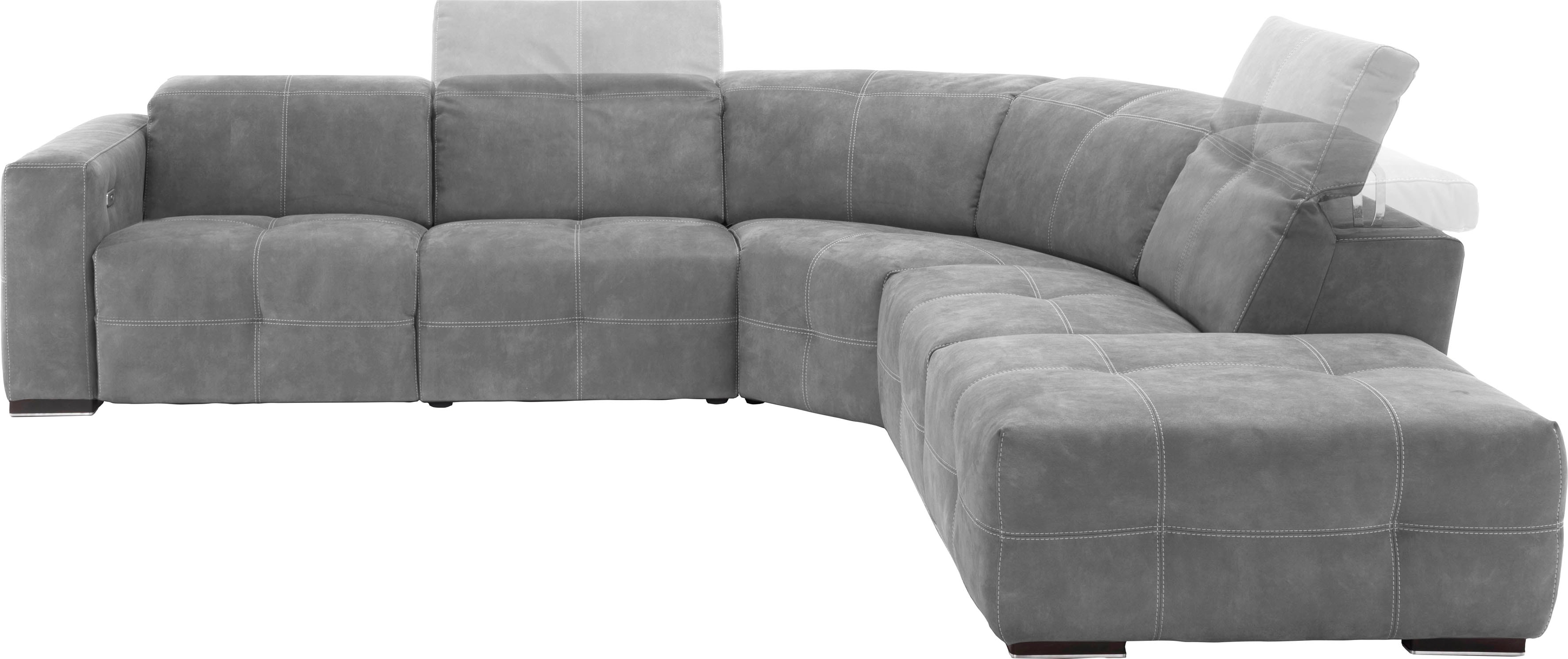 Egoitaliano Ecksofa "Sauvanne, Designsofa der Extraklasse, elegant und bequem, L-Form" wahlweise mit elektrischer Relaxfunktion, Kopfteilverstellung
