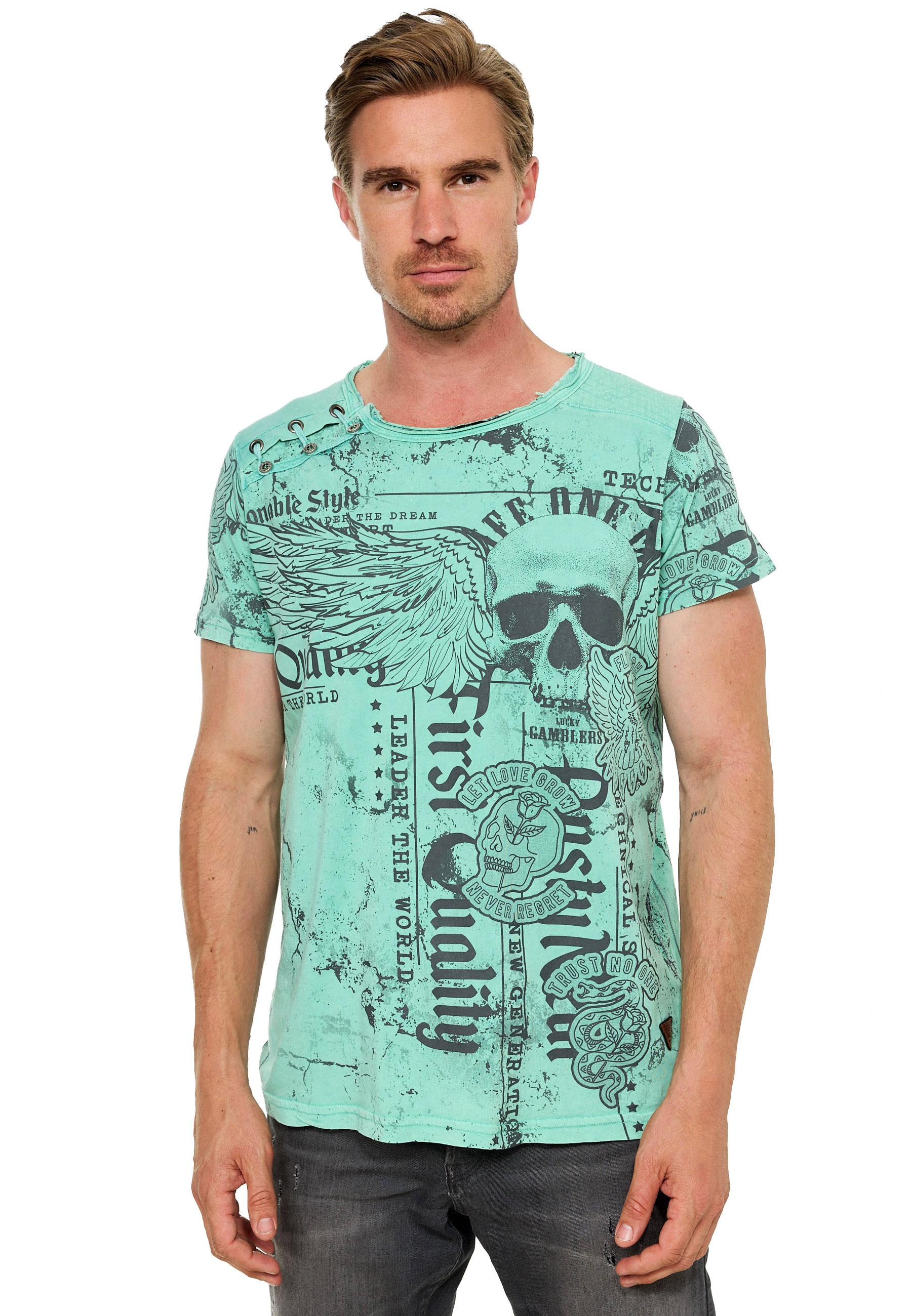 Rusty Neal T-Shirt "Rusty Neal" mit Allover-Print günstig online kaufen