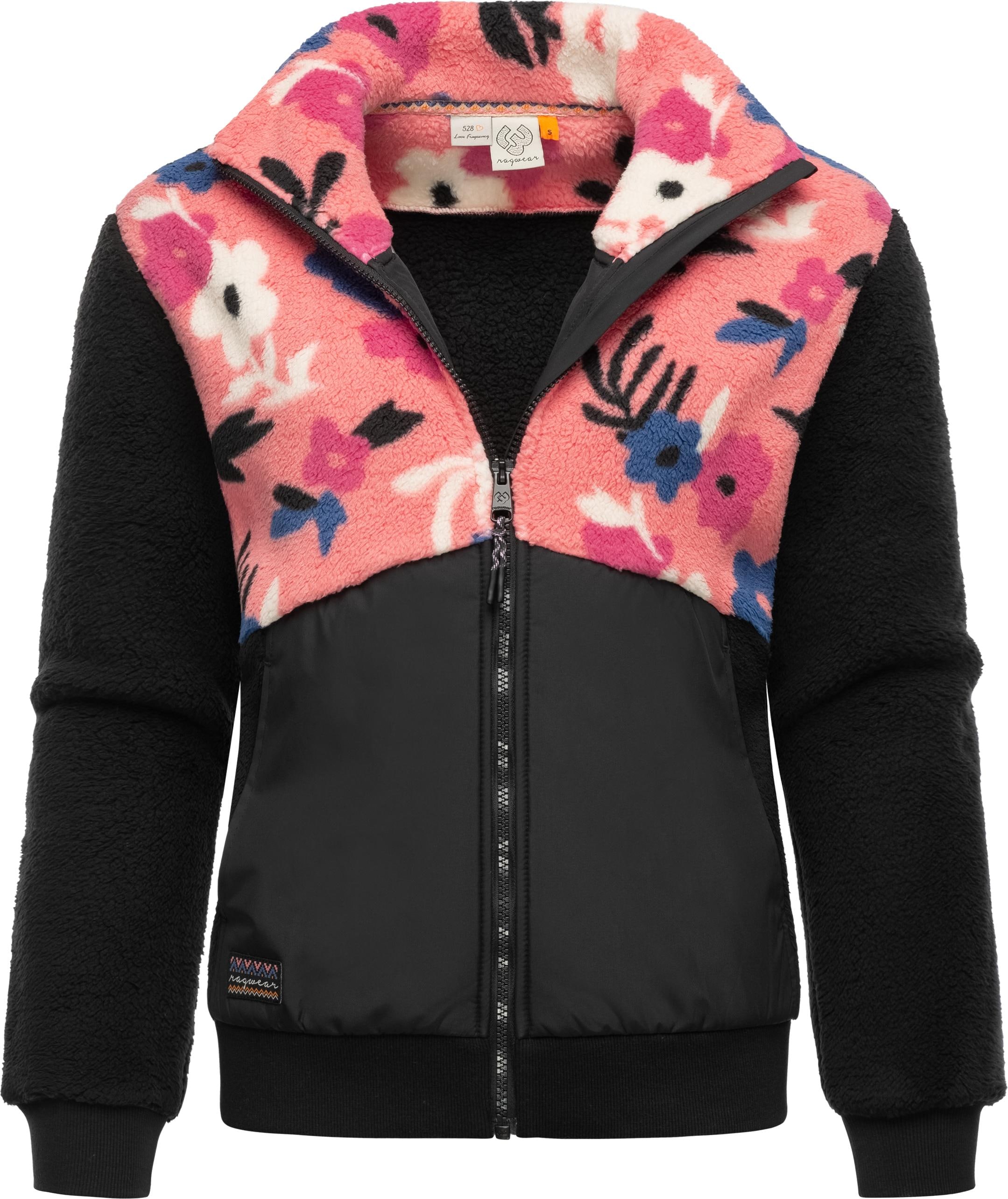 Ragwear Fleecejacke »Madaras Flower«, ohne Kapuze, Flauschige Damen Übergangsjacke aus Teddyfleece