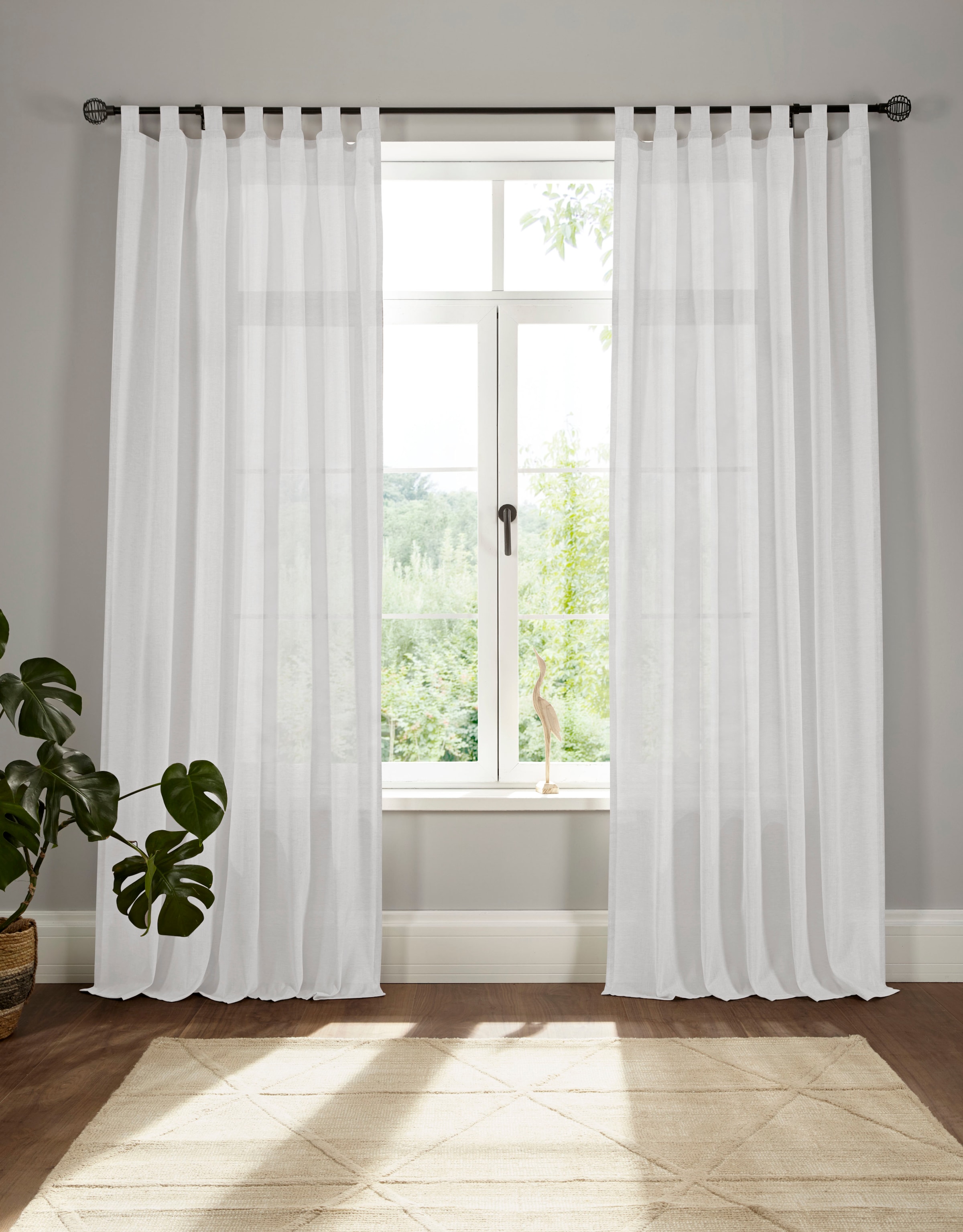 andas Vorhang "Elby 1" Schlaufen 1 Stk. tlg. transparent, basic, monochrom, günstig online kaufen