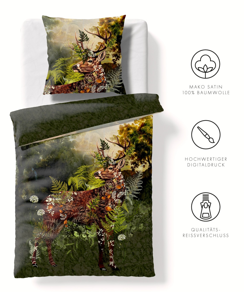 fleuresse Bettwäsche »Bed Art S«, Mako Satin 100% Baumwolle mit Reißverschluss