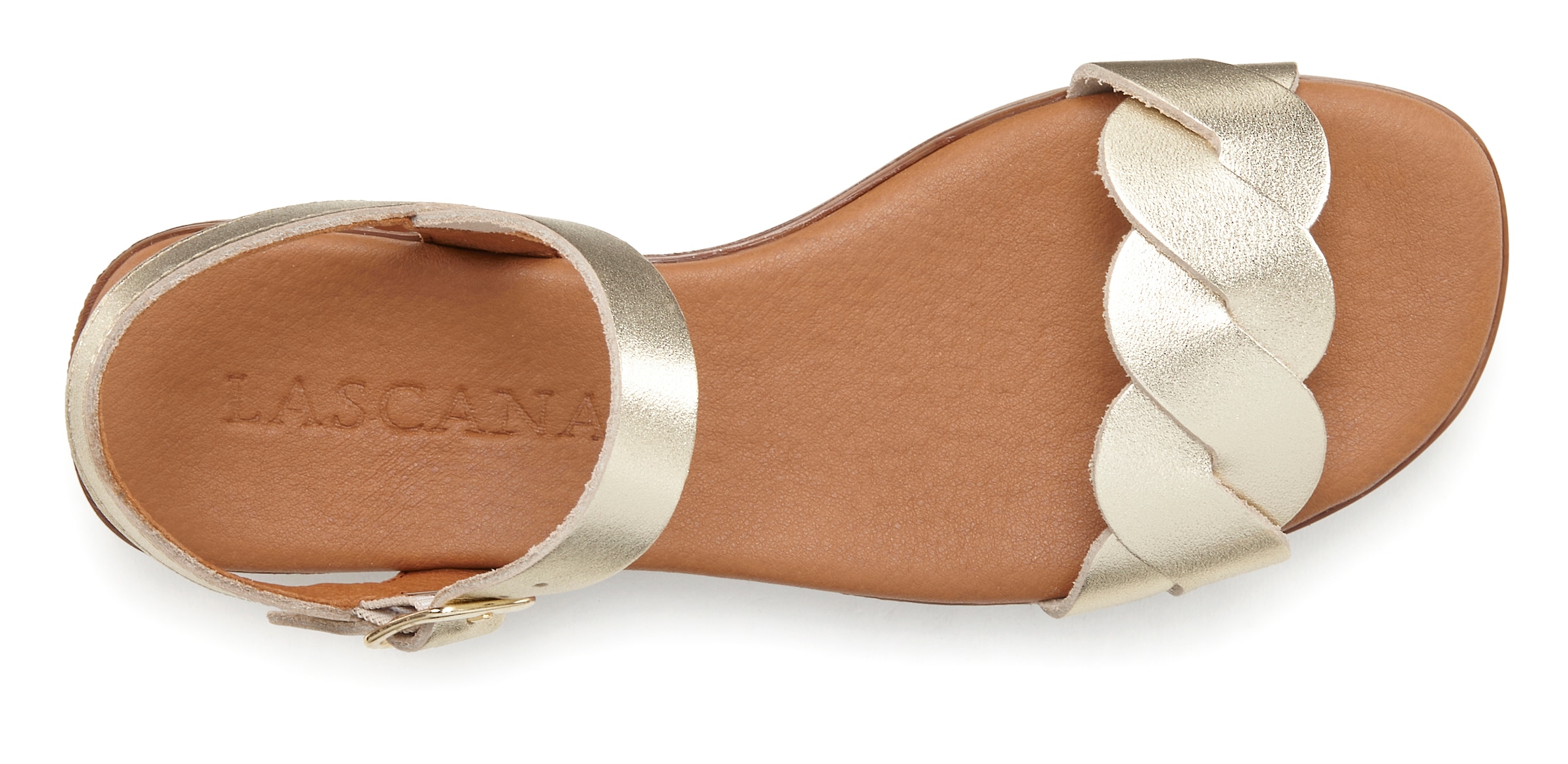 LASCANA Sandale »Sommerschuh«, aus Leder mit überkreuztem Wellenriemen, Sandalette, Sommerschuh