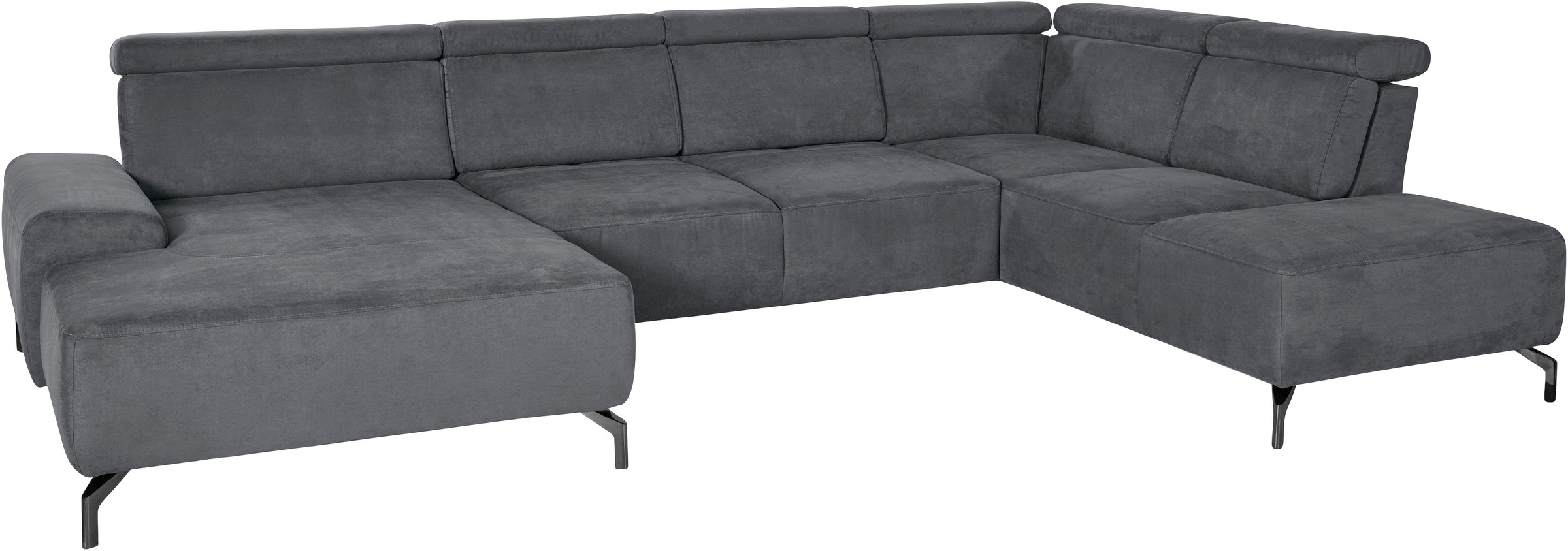sit&more Wohnlandschaft »Gizeh U-Form«, 15 cm Fußhöhe, inklusive Sitztiefenverstellung und Kopfteilverstellung
