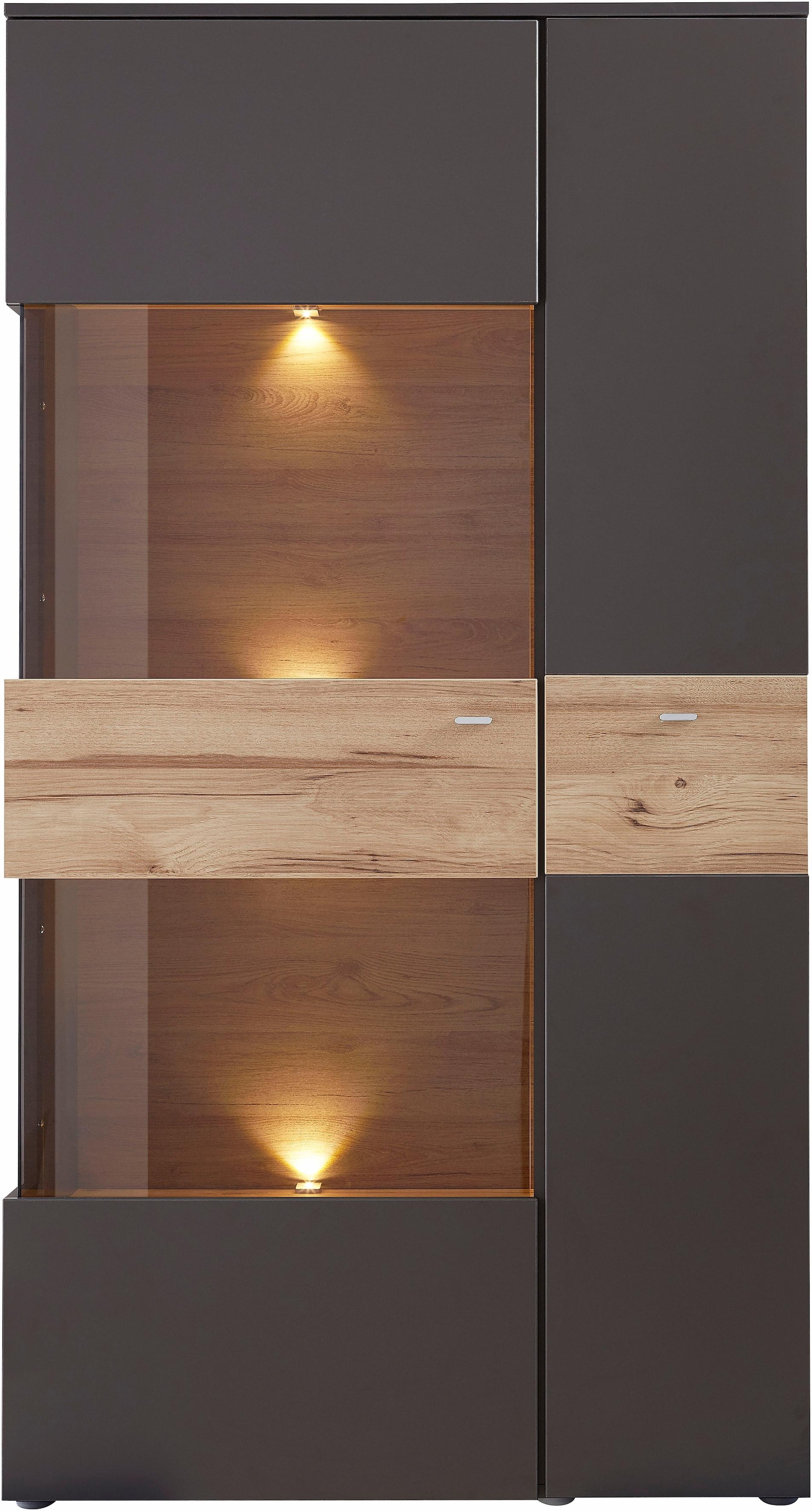FORTE Vitrine »Como«, Highboard, LED Beleuchtung Einlegeböden, Glastüre, Soft Close