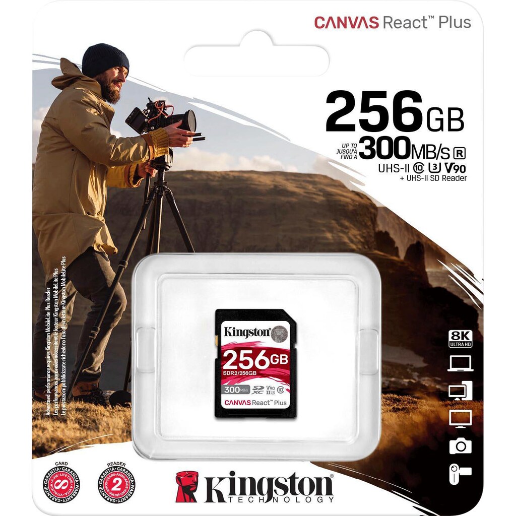 Kingston Speicherkarte »Canvas React Plus SD 256GB«, (Class 10 300 MB/s Lesegeschwindigkeit)