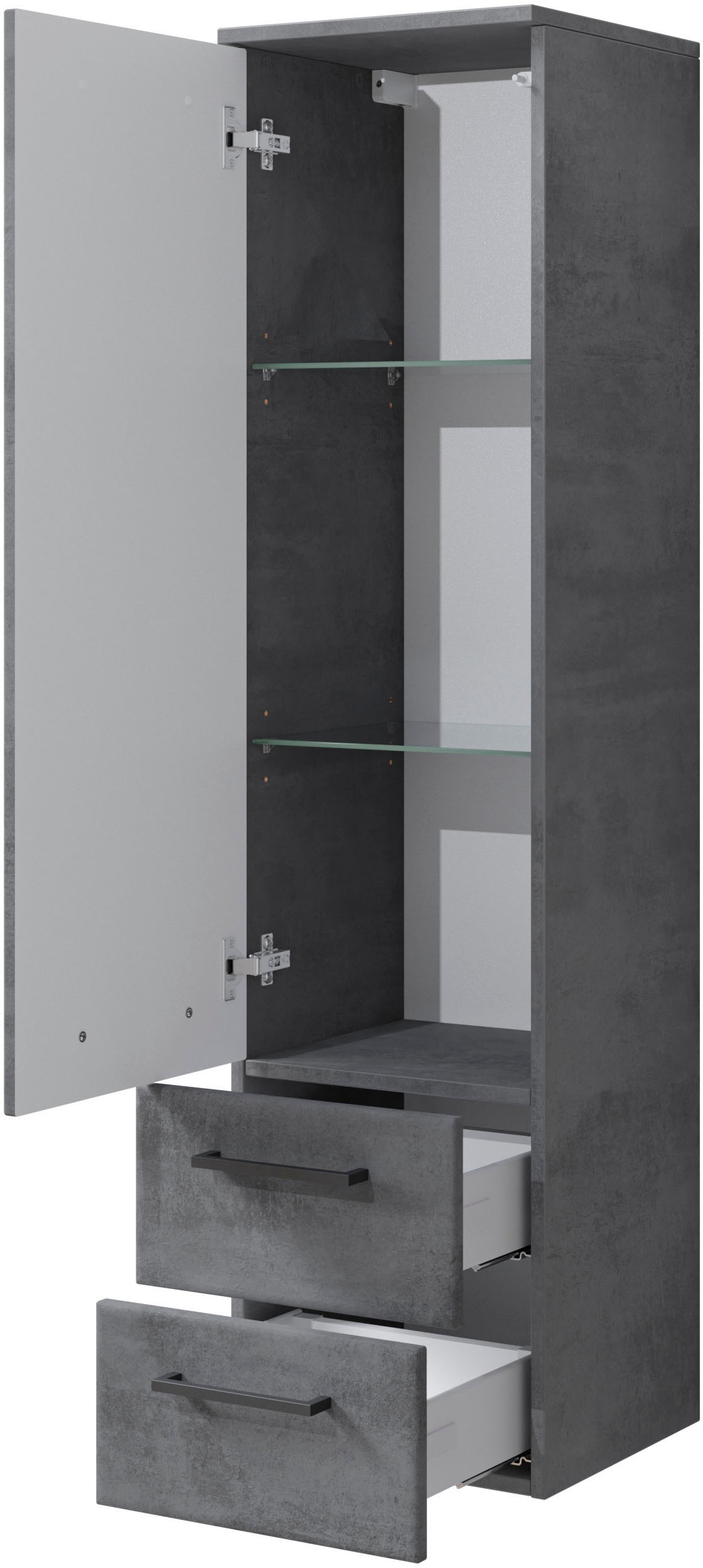 Saphir Badmöbel-Set »Quickset 945 3-teilig, Mineralmarmor-Waschtisch mit LED-Spiegelschrank«, (4 St.), Midischrank, 6 Türen, 3 Schubladen, 8 Einlegeböden, inkl. Türdämpfer