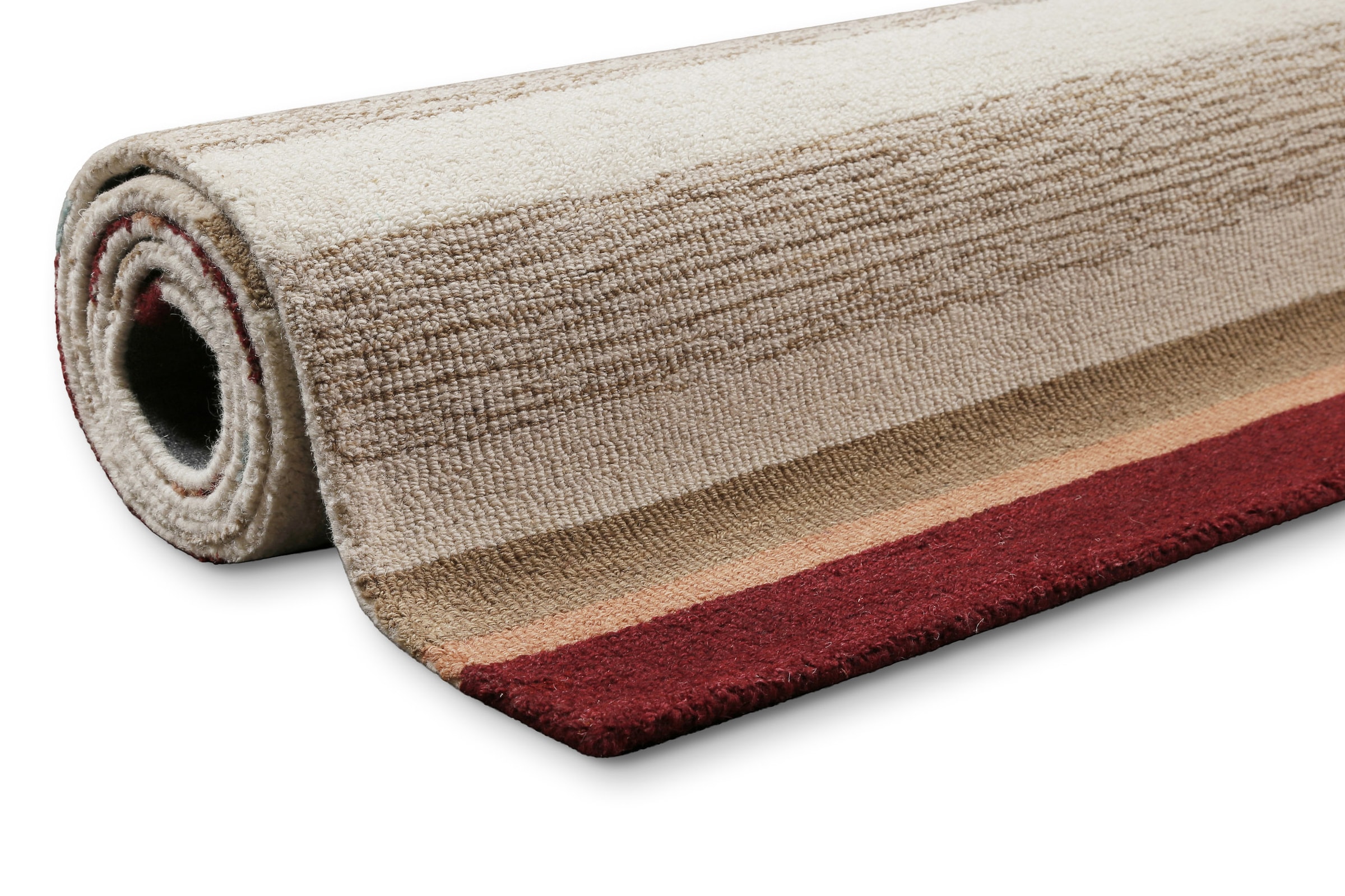 Wecon home Teppich »Sally«, rechteckig, 7 mm Höhe, handgefertigt, gestreift, pflegeleicht, Wolle, Wohnzimmer, Esszimmer
