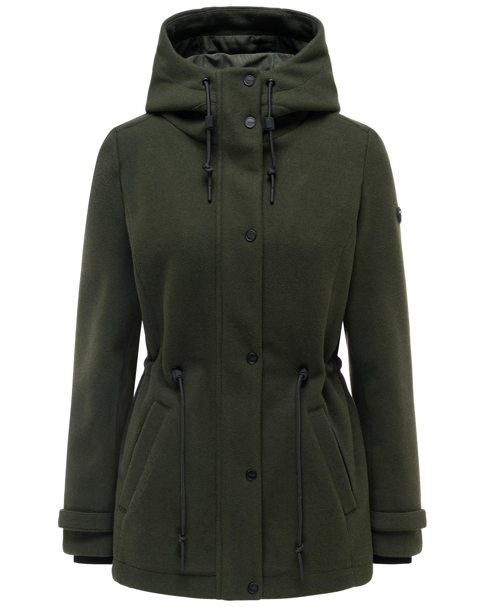 Navahoo Kurzmantel "Lächelstern 14" Lange Damen Übergangsjacke in Wollmantel-Optik mit Kapuze