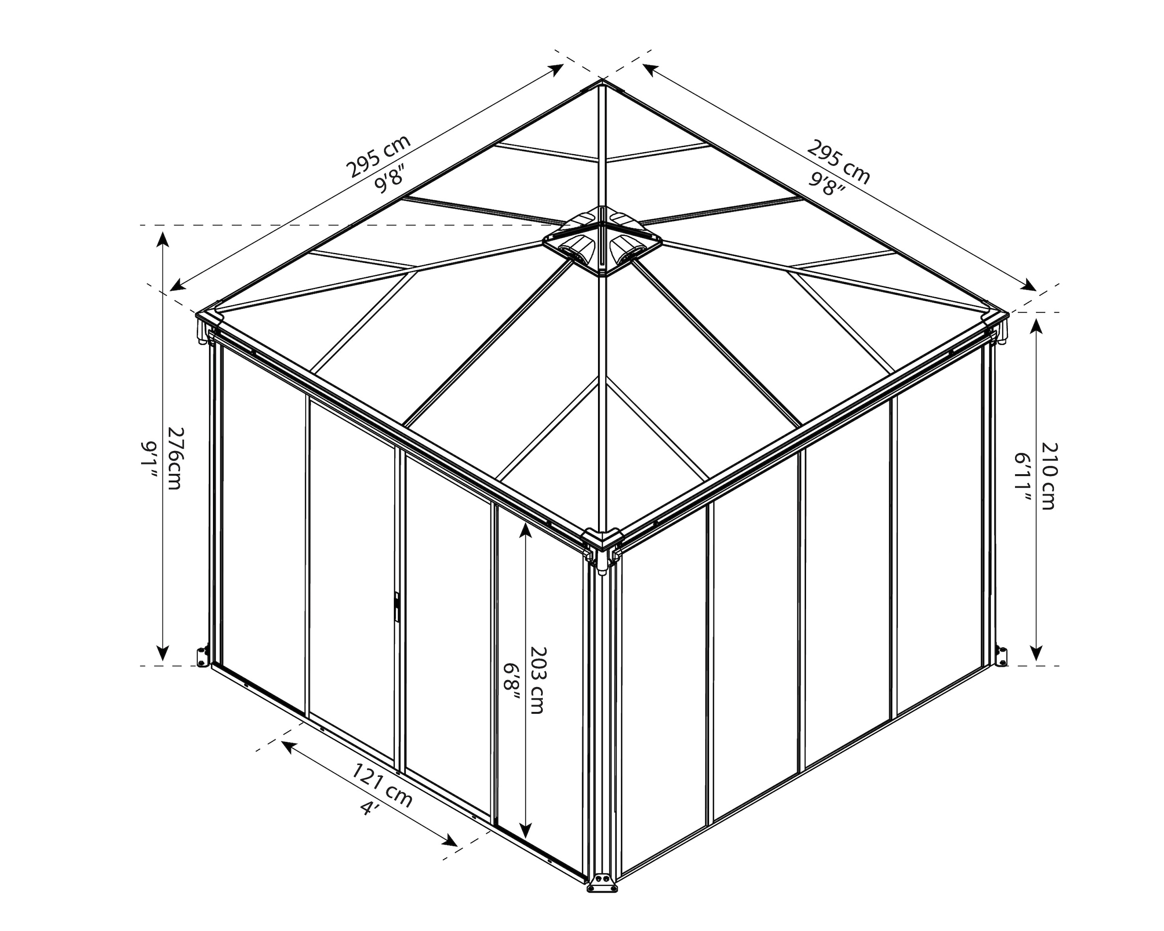 Palram - Canopia Pavillon »Ledro 3000«, (Set), BxT: 295x295 cm