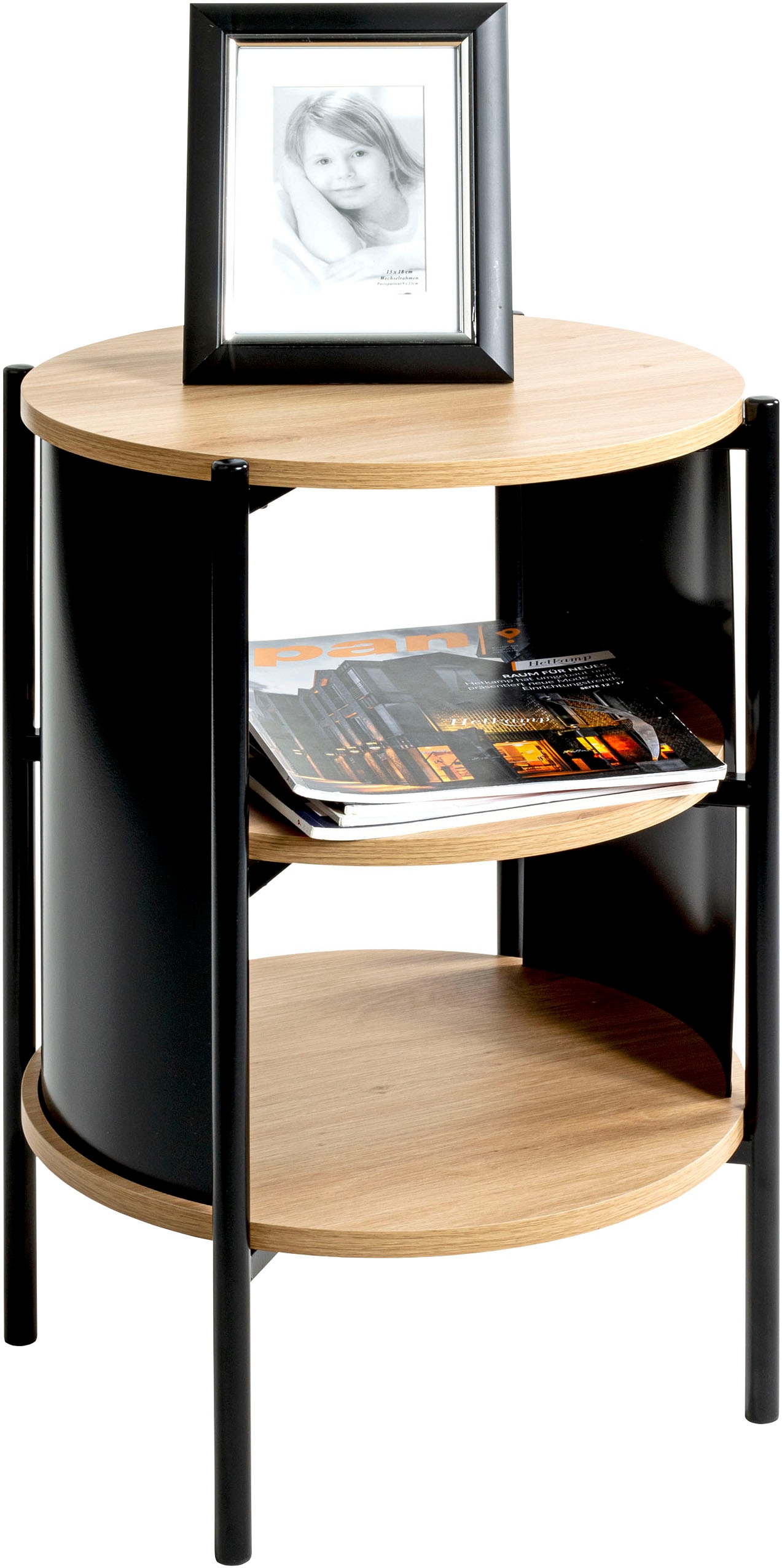 HAKU Beistelltisch "Nachtkonsole, Sofatisch, Wohnzimmertisch" 1 Stk. tlg. rund - aus MDF Braun - Ø/H 44/60 cm