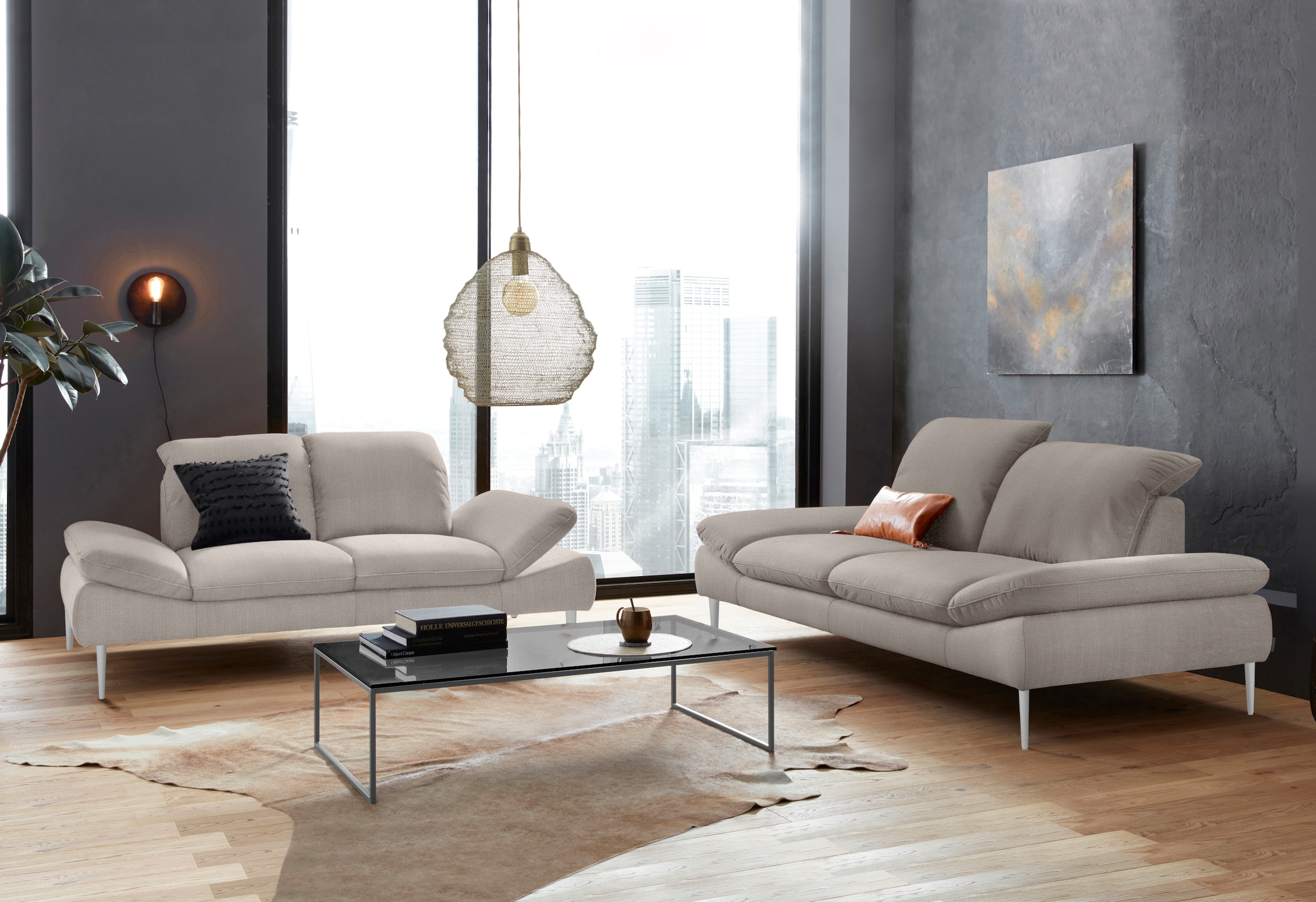 W.SCHILLIG 2-Sitzer »enjoy&MORE« mit Sitztiefenverstellung, Füße silber matt, Breite 202 cm