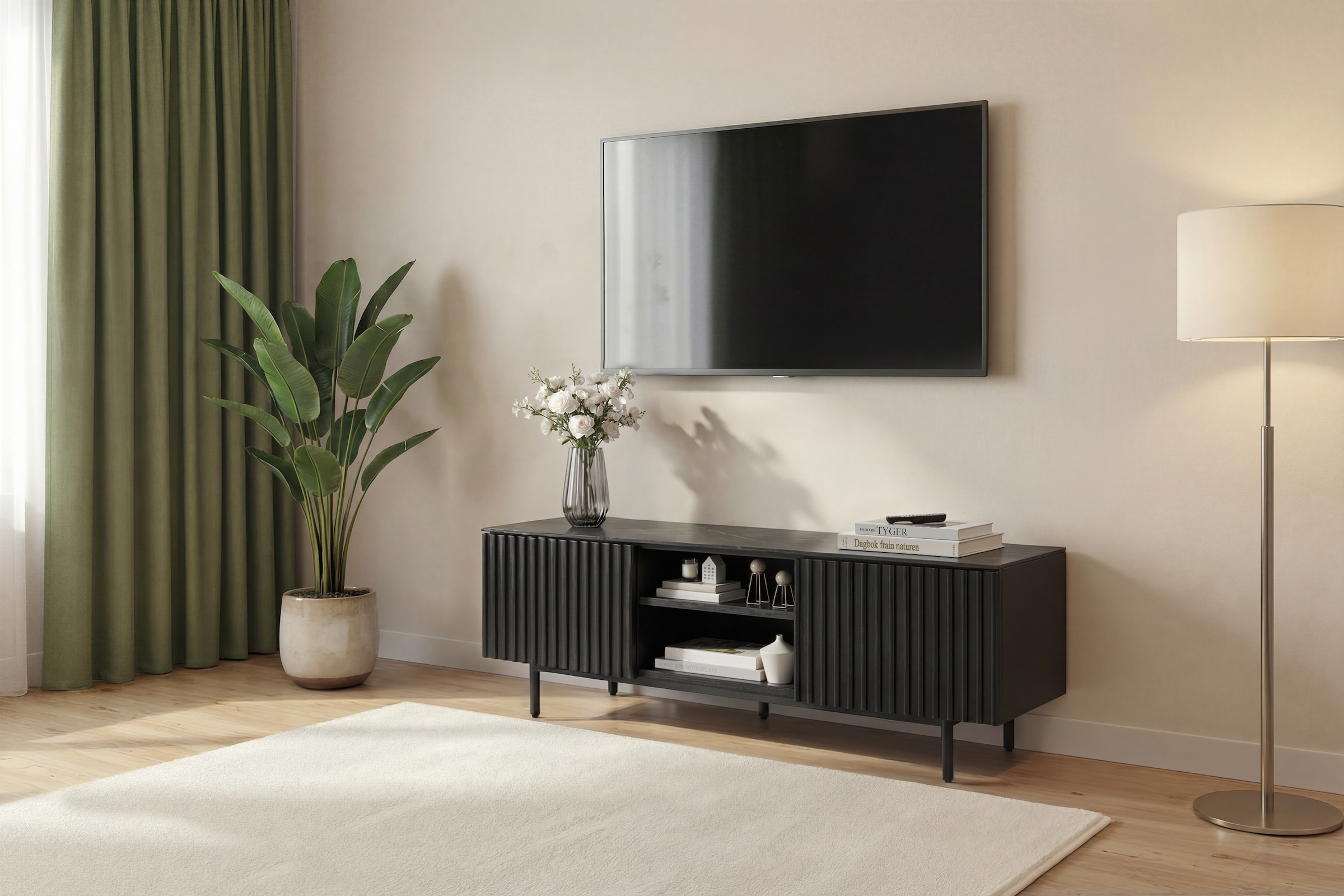 OTTO home TV-Board »Candise« Sintersteinplatte, Soft-Close-Funktion, FSC-zertifiziertem Eschenholz