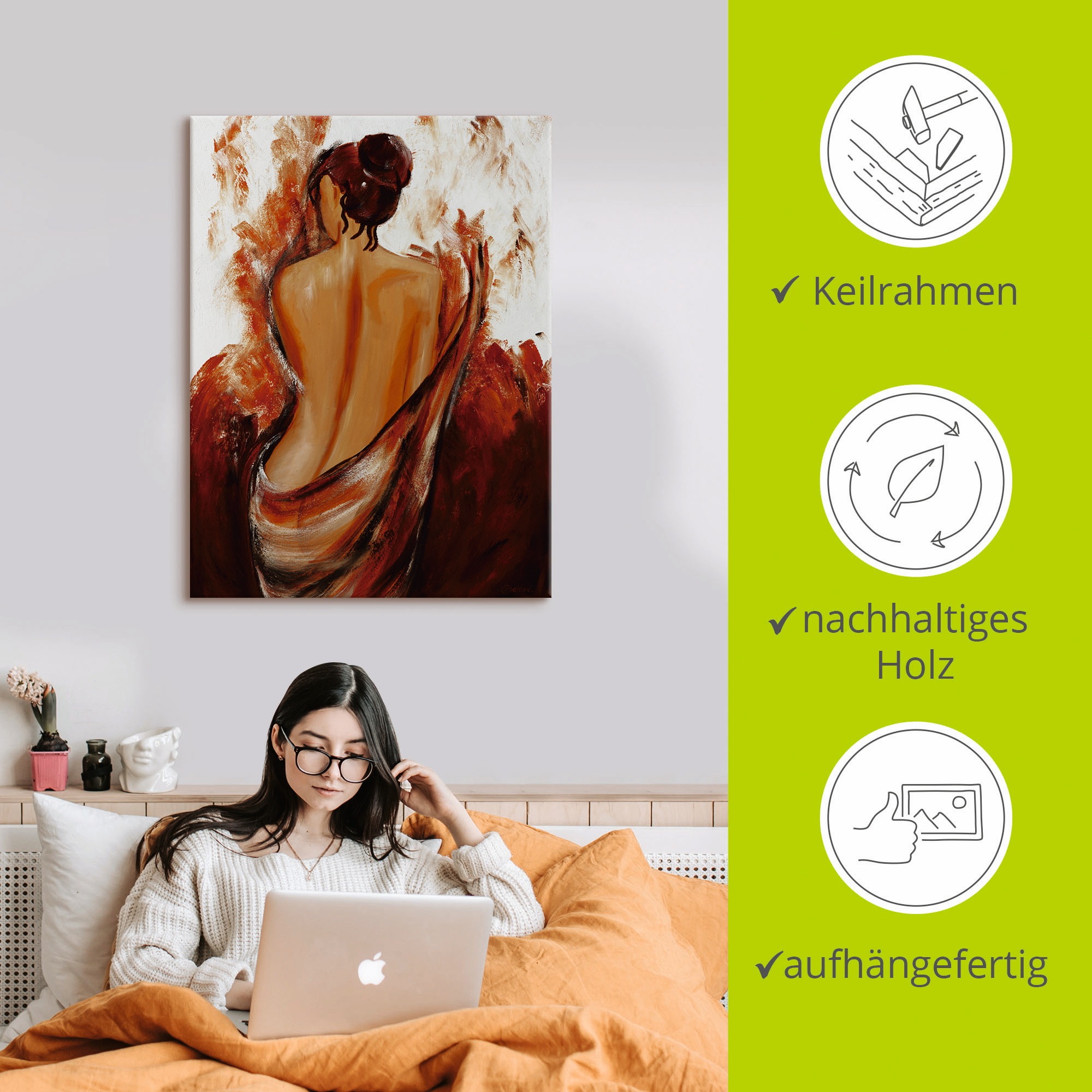 Artland Wandbild »Frau in rot«, Frau, (1 St.), als Leinwandbild, Poster, Wandaufkleber in verschied. Größen