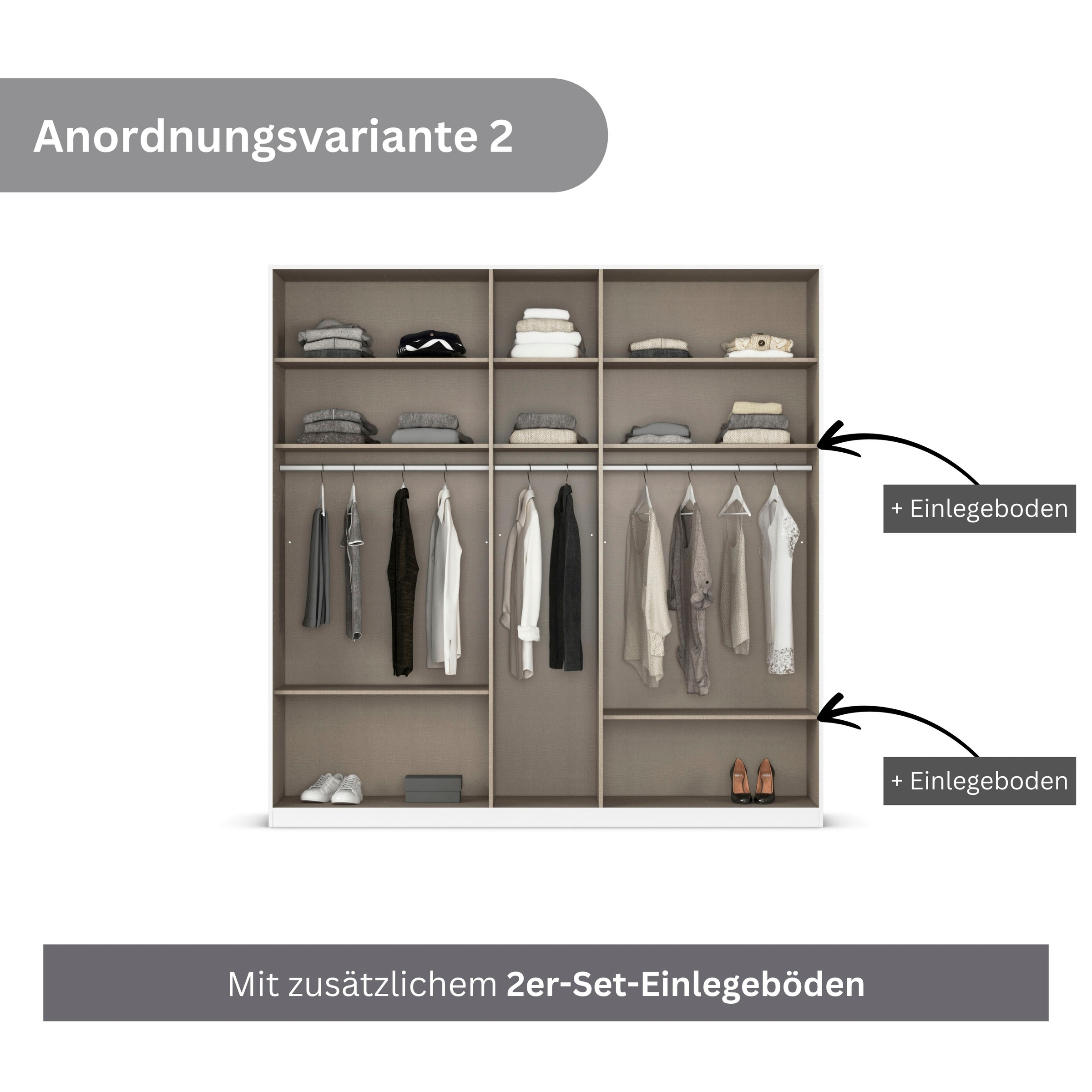 rauch Drehtürenschrank »Kleiderschrank Schrank Garderobe AGORDO mit Dekor- oder Hochglanzfront«, (in zwei Griff-Farben), durchdachte Innenausstattung, in 6 Breiten und 2 Höhen MADE IN GERMANY