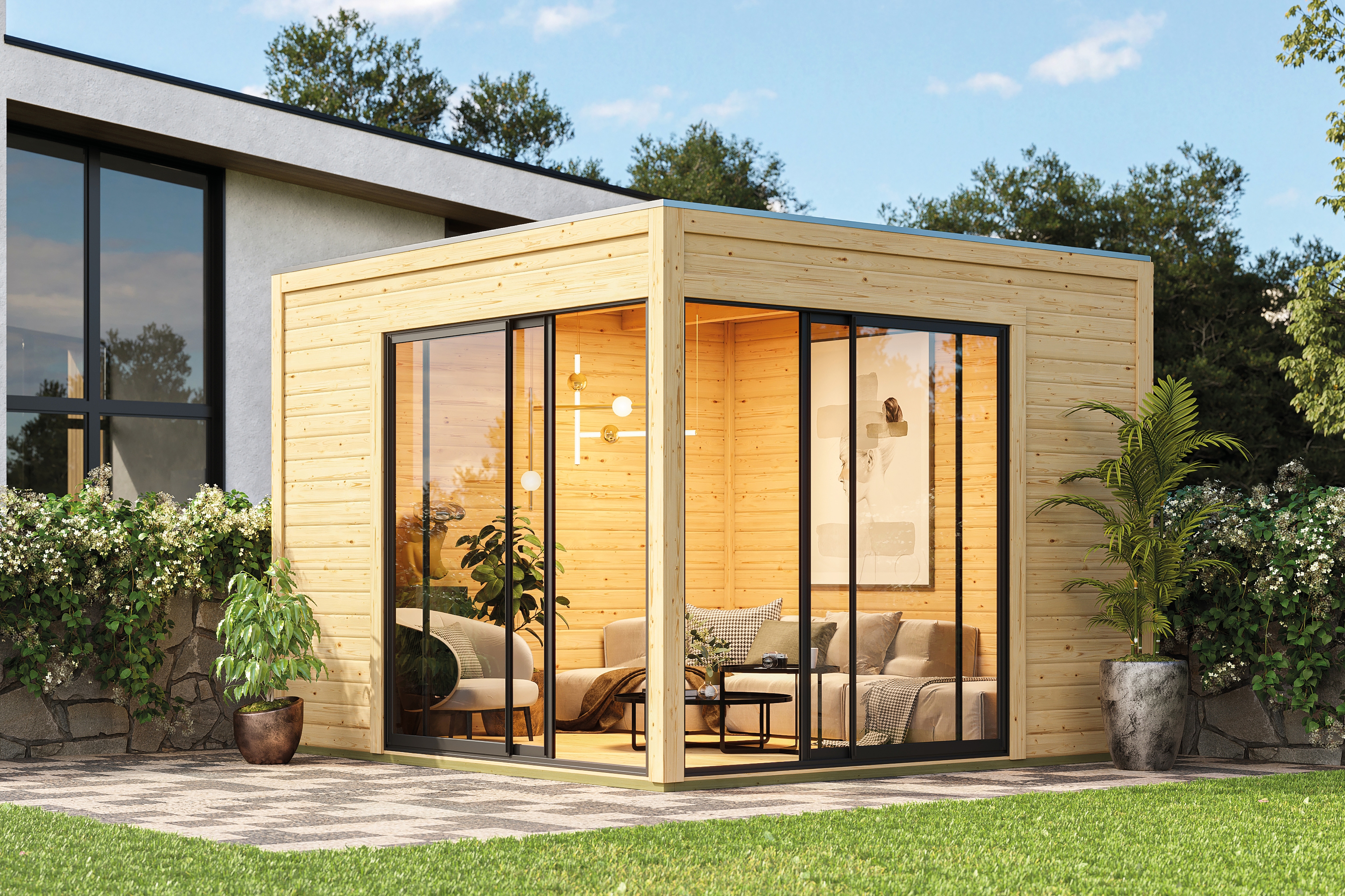 Karibu Gartenhaus "Ditsche 3" inkl. Massivholzfußboden