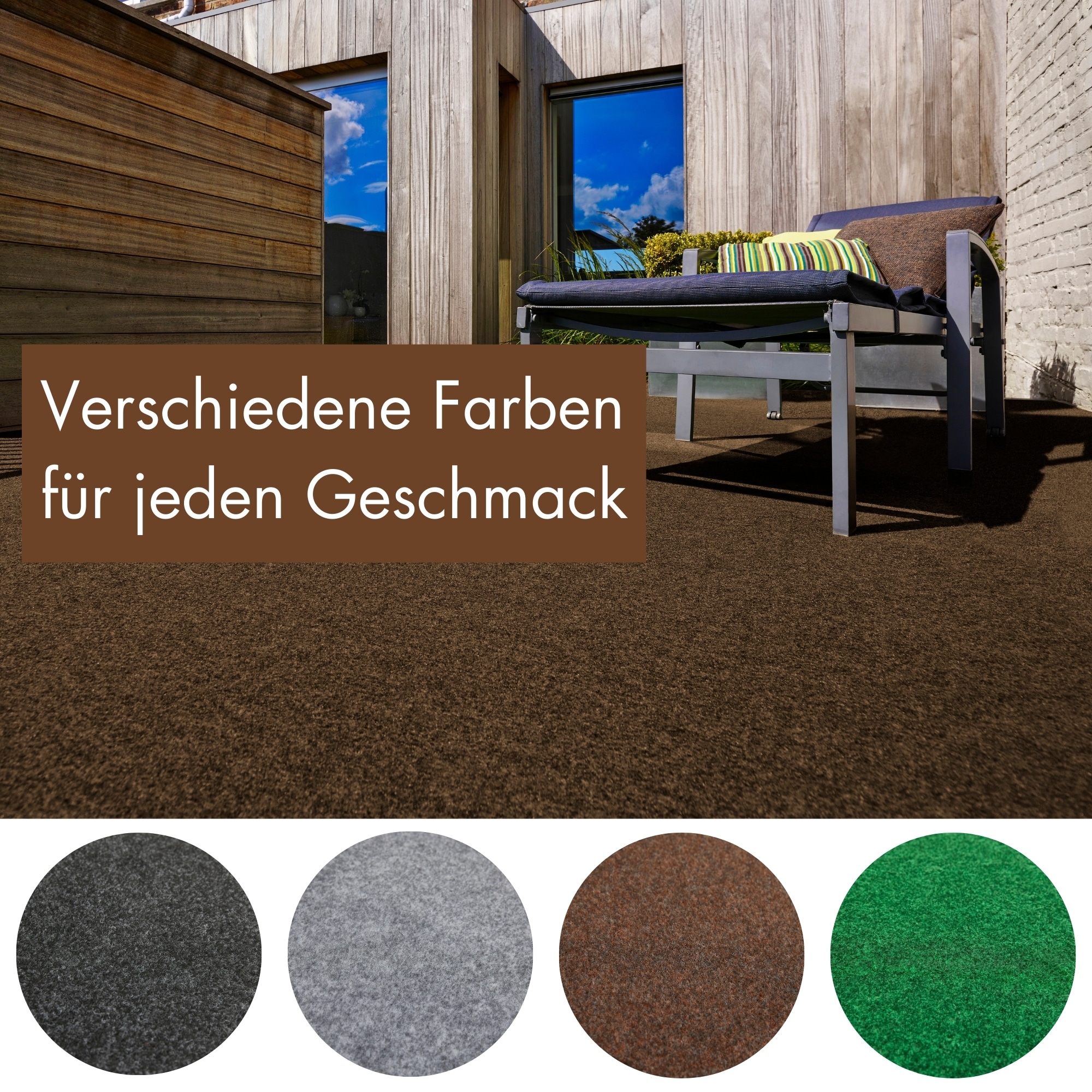 Andiamo Kunstrasen »Field, Gesamthöhe 4 mm, Made in Belgium« rechteckig für Balkon & Terrasse, mit Drainage-Noppen, Nadelfilz-Optik
