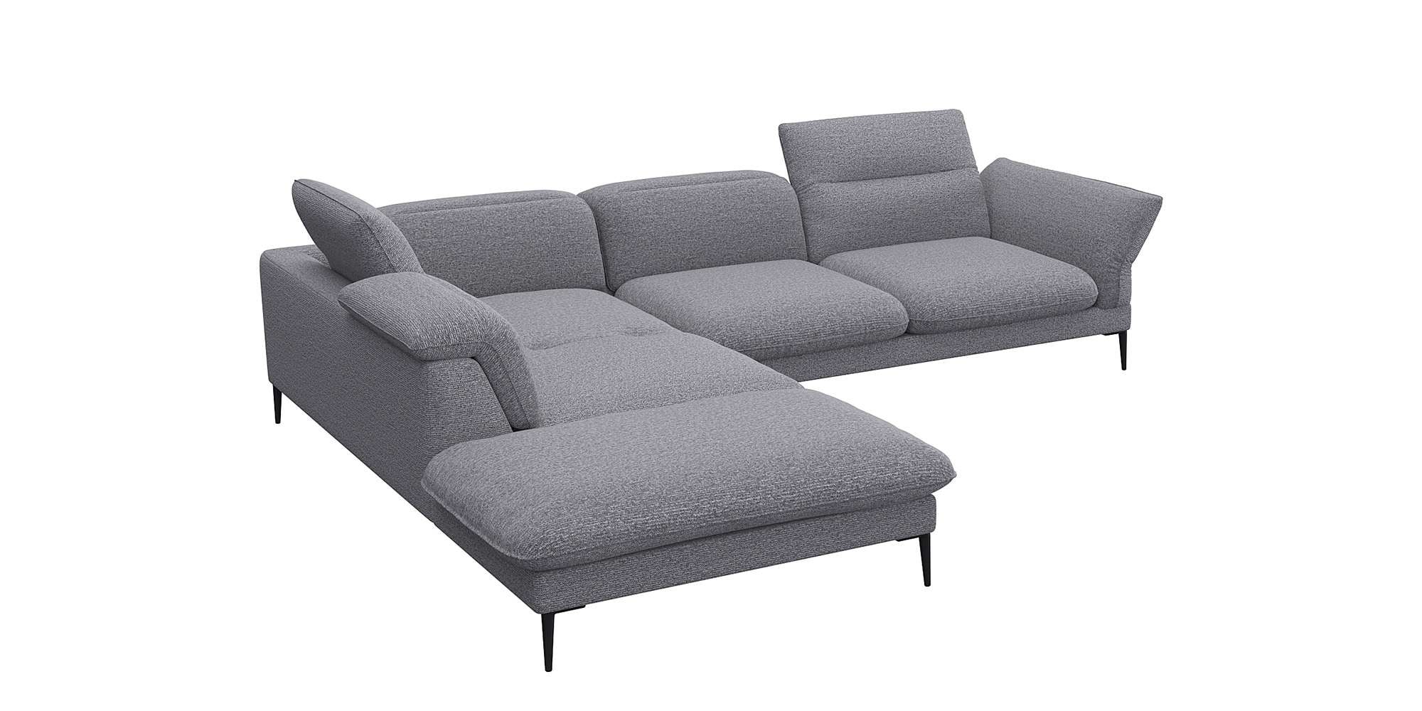 FLEXLUX Ecksofa »Salino, Funktionssofa mit Ottomane, Relaxsofa, Ecksofa«, Sofa mit Arm- und Kopfteil-Verstellungen, Kaltschaum & Stahl-Wellen