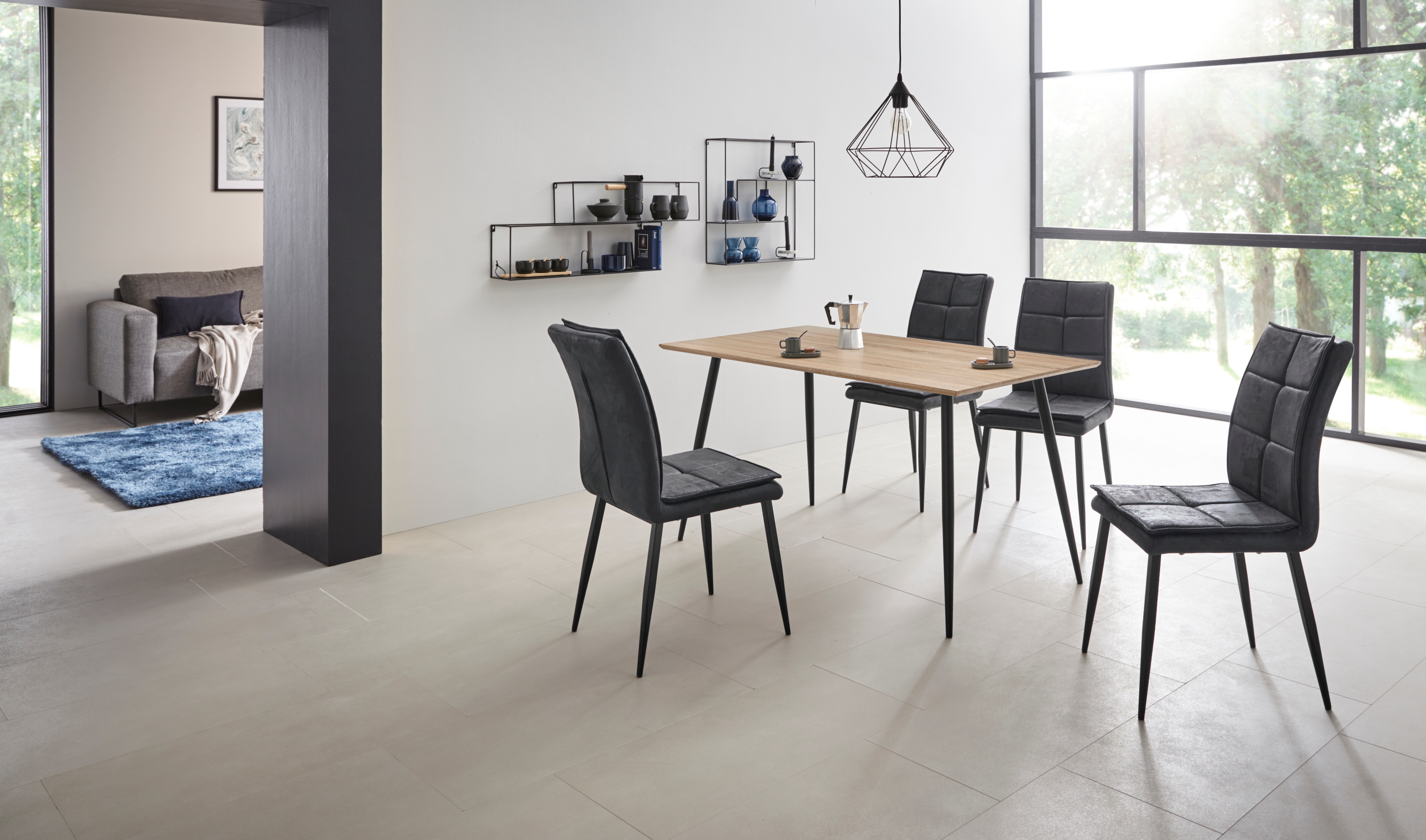 OTTO home "Dino + Lima" 5 Stk. tlg. Set, 5-tlg, Tisch in Eiche Optik und 4 Esszimmerstühlen