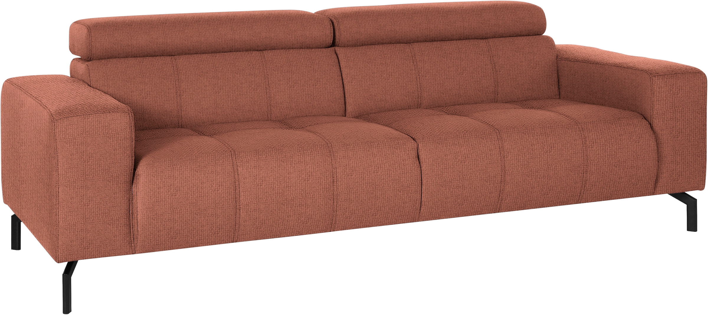 DOMO collection 2,5-Sitzer »Cunelli zeitlos und elegant, moderne Sitznähte als Designelement,«, wahlweise mit 6-fach verstellbaren Kopfteilen, fester Sitzkomfort