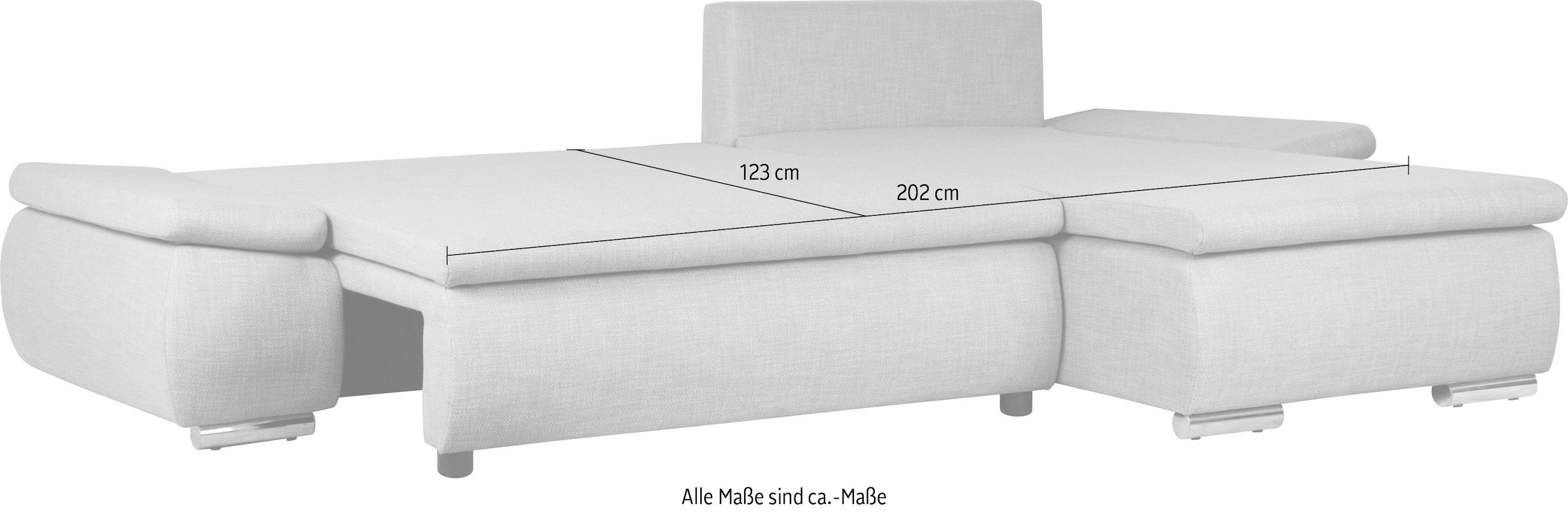 Home affaire Ecksofa »Acra L-Form«, mit Bettfunktion und Bettkasten, in Mattenoptik