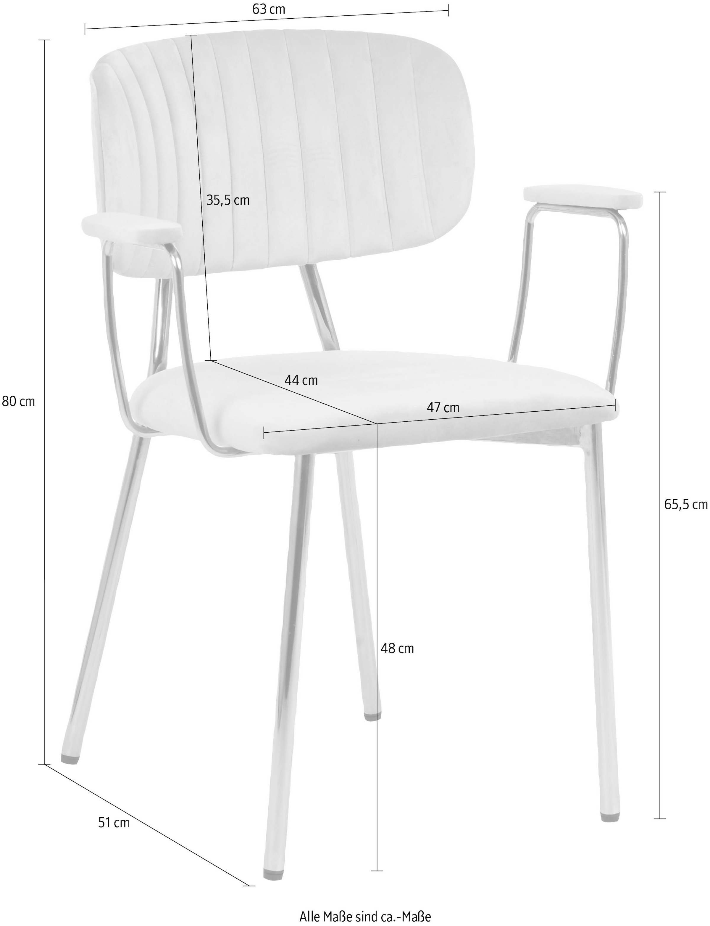 Kayoom 4-Fußstuhl »Stuhl Kian 225 2er-Set, Gestell aus Edelstahl, Rückenpolster«, (Set), 2 St., Stoffbezug, samtweicher Bezug Rückenpolster ist ein Hingucker