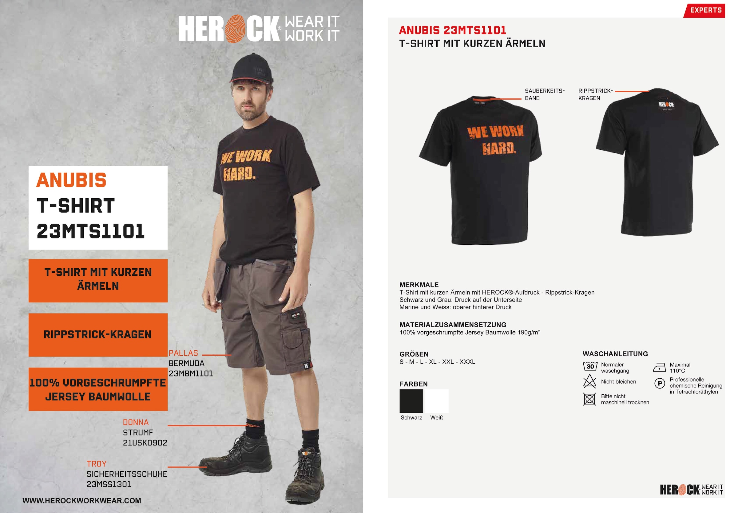 Herock T-Shirt »Anubis«, Kurze Ärmeln, Aufdruck: We Work Hard, Rippstrick  Kragen - in 2 Farben online kaufen | BAUR | Arbeitshosen