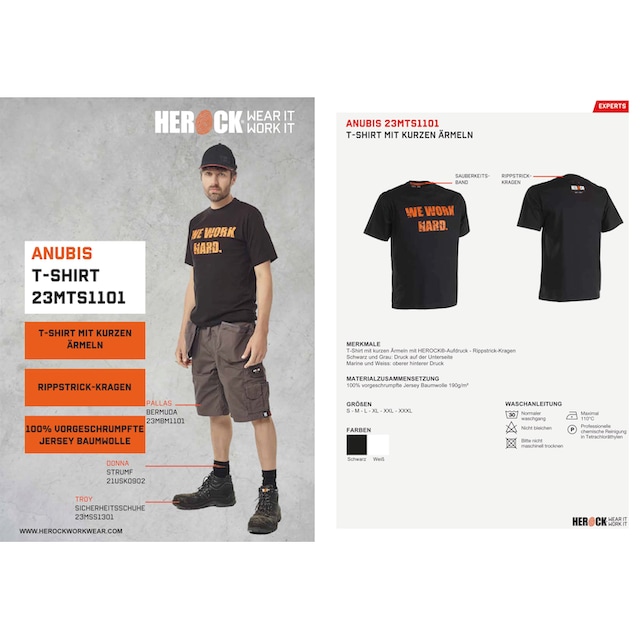 Black Friday Herock T-Shirt »Anubis«, Kurze Ärmeln, Aufdruck: We Work Hard,  Rippstrick Kragen - in 2 Farben | BAUR