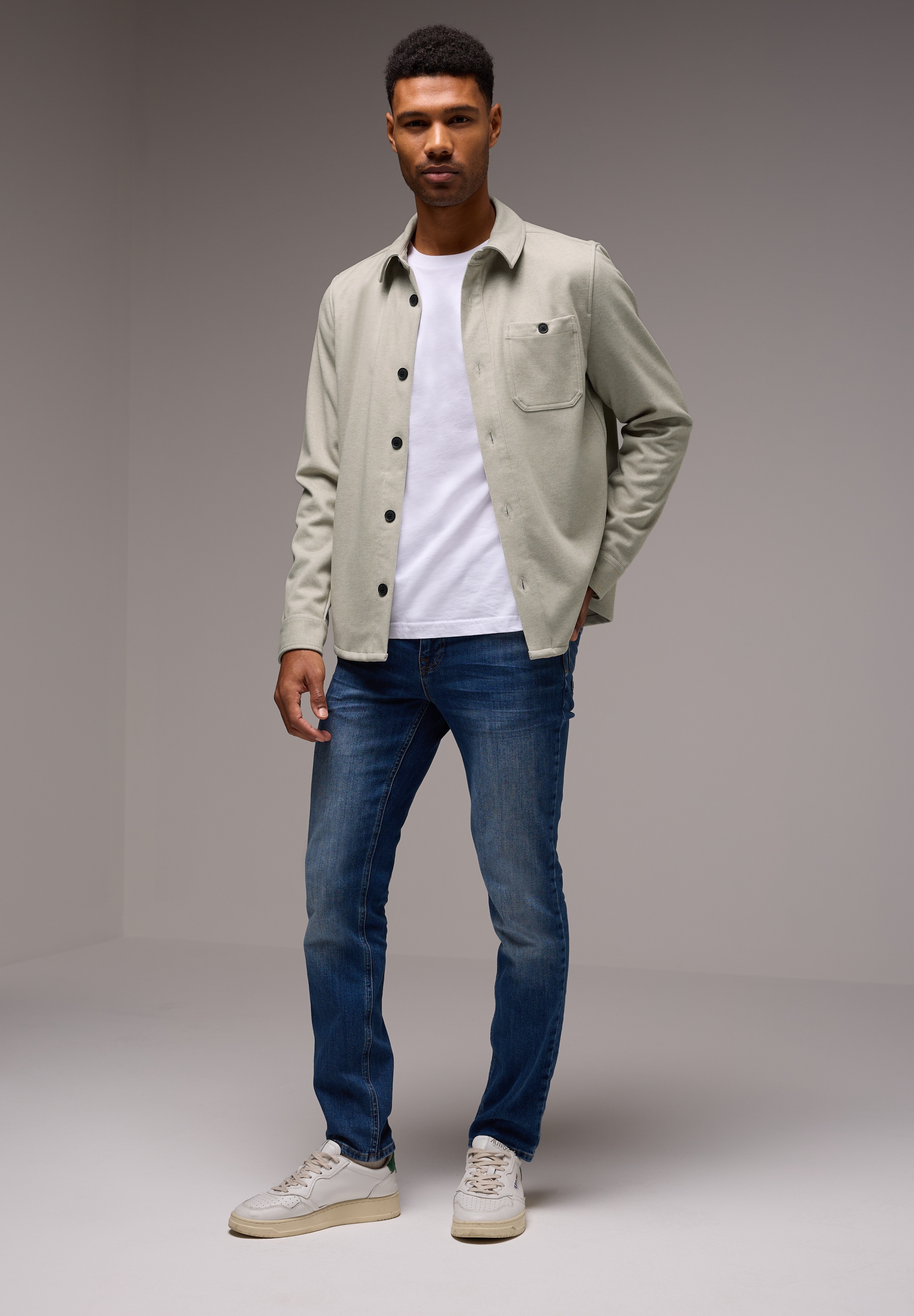STREET ONE MEN Fleecejacke, ohne Kapuze, mit Brusttasche