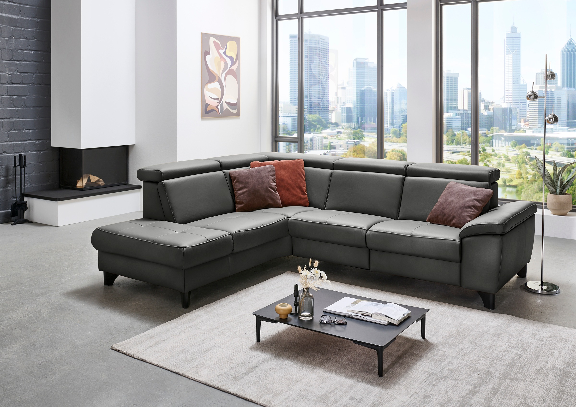 Die PlanBar Ecksofa "PN-EM23166 Breite 261 cm", optional mit Kopfteilverste günstig online kaufen