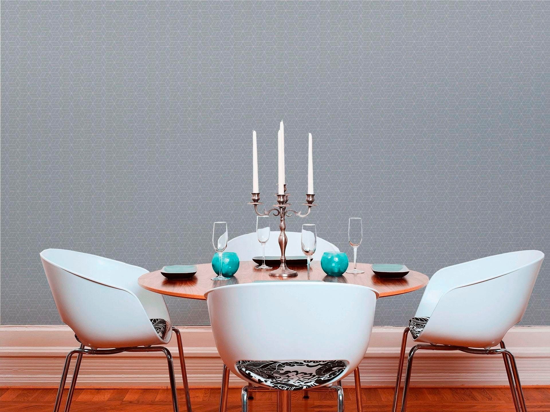 living walls Vliestapete »Metropolitan Stories Lizzy London« 3D-Optik | geometrisch | grafisch strukturiert Grafik Tapete Geometrisch Metallic Tapeten Wohnzimmer Schlafzimmer