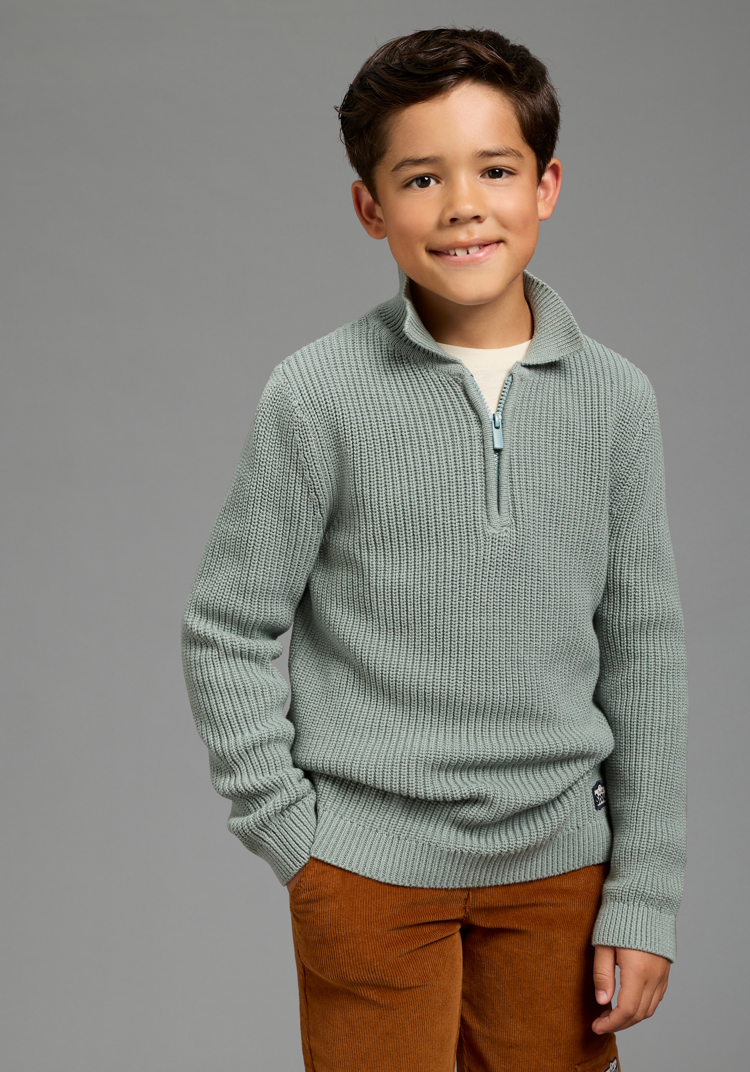 Scout Strickpullover "Gerippter Pulli mit Kragen und Reißverschluss - NEU von SCOUT" Troyer-Pullover aus Strickmaterial, mit hohem Baumwollanteil