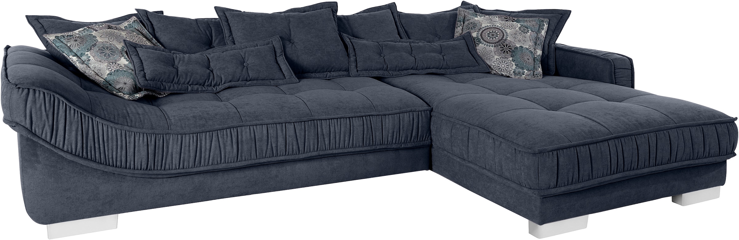 INOSIGN Ecksofa »Diwan L-Form«, für bis zu 140 kg pro Sitzfläche, mit vielen Kissen und Faltenwurf